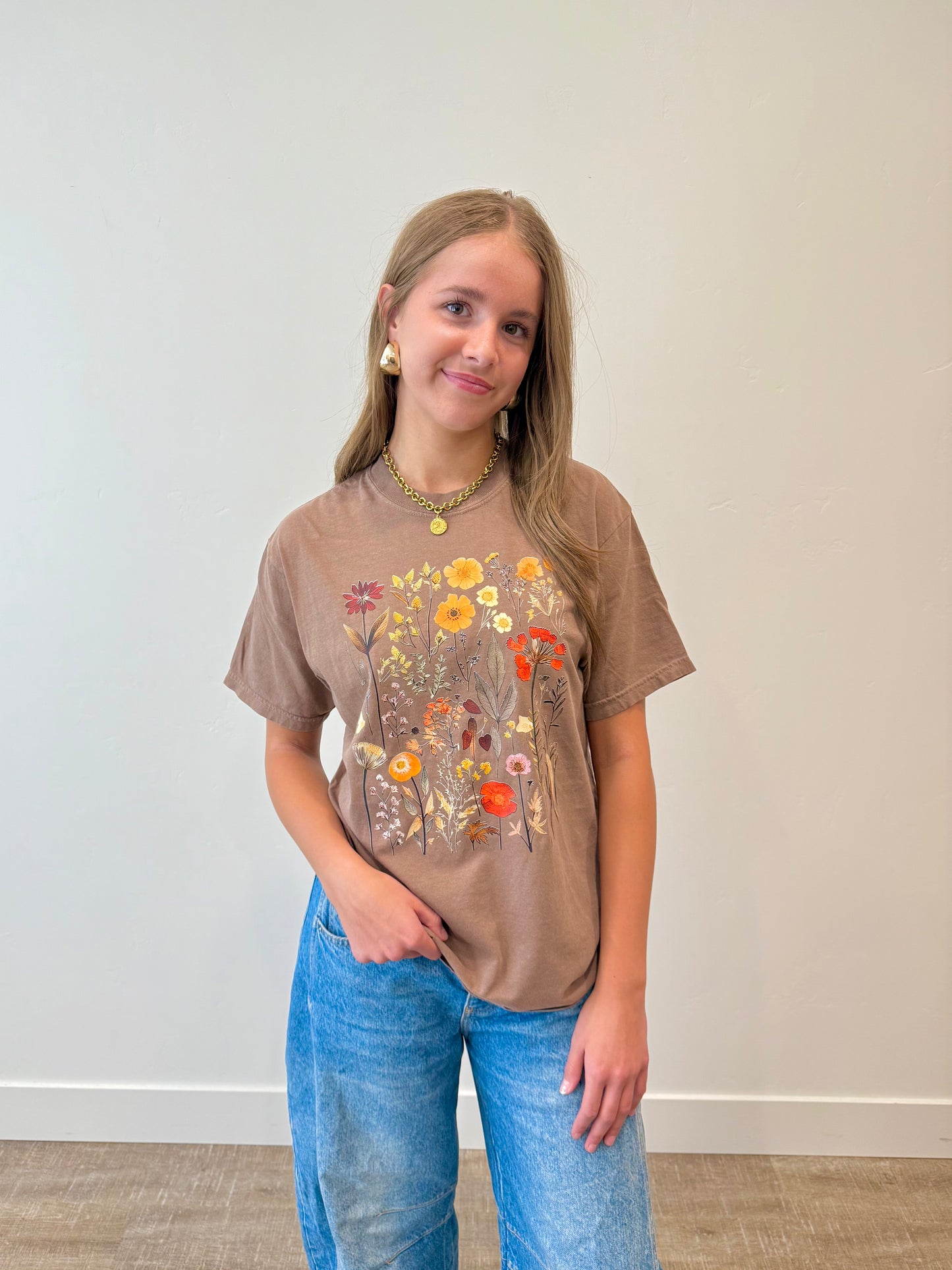 Fall Floral Print Graphic Tee