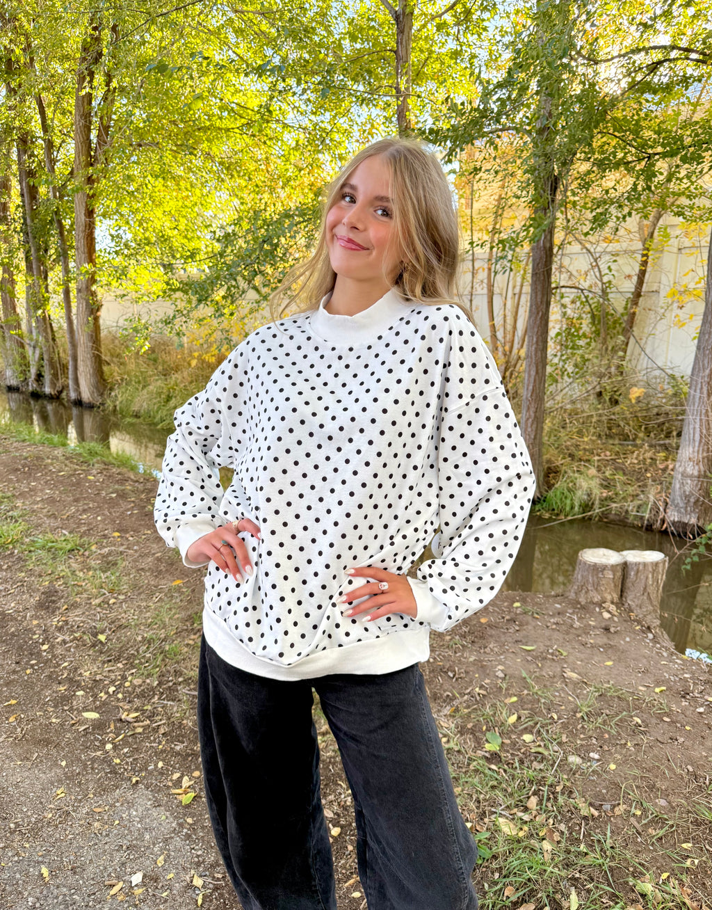 Emberly Polka Dot Crewneck