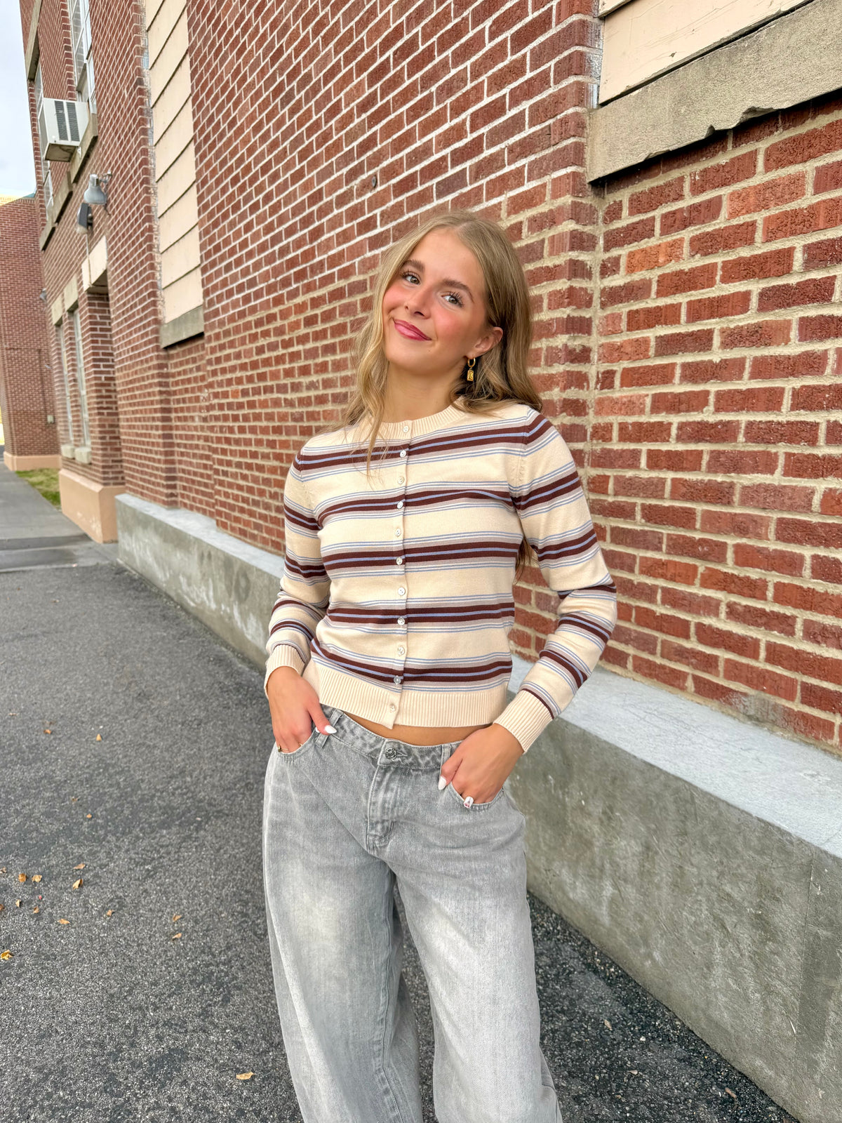 Tory Striped Sweater Cardigan
