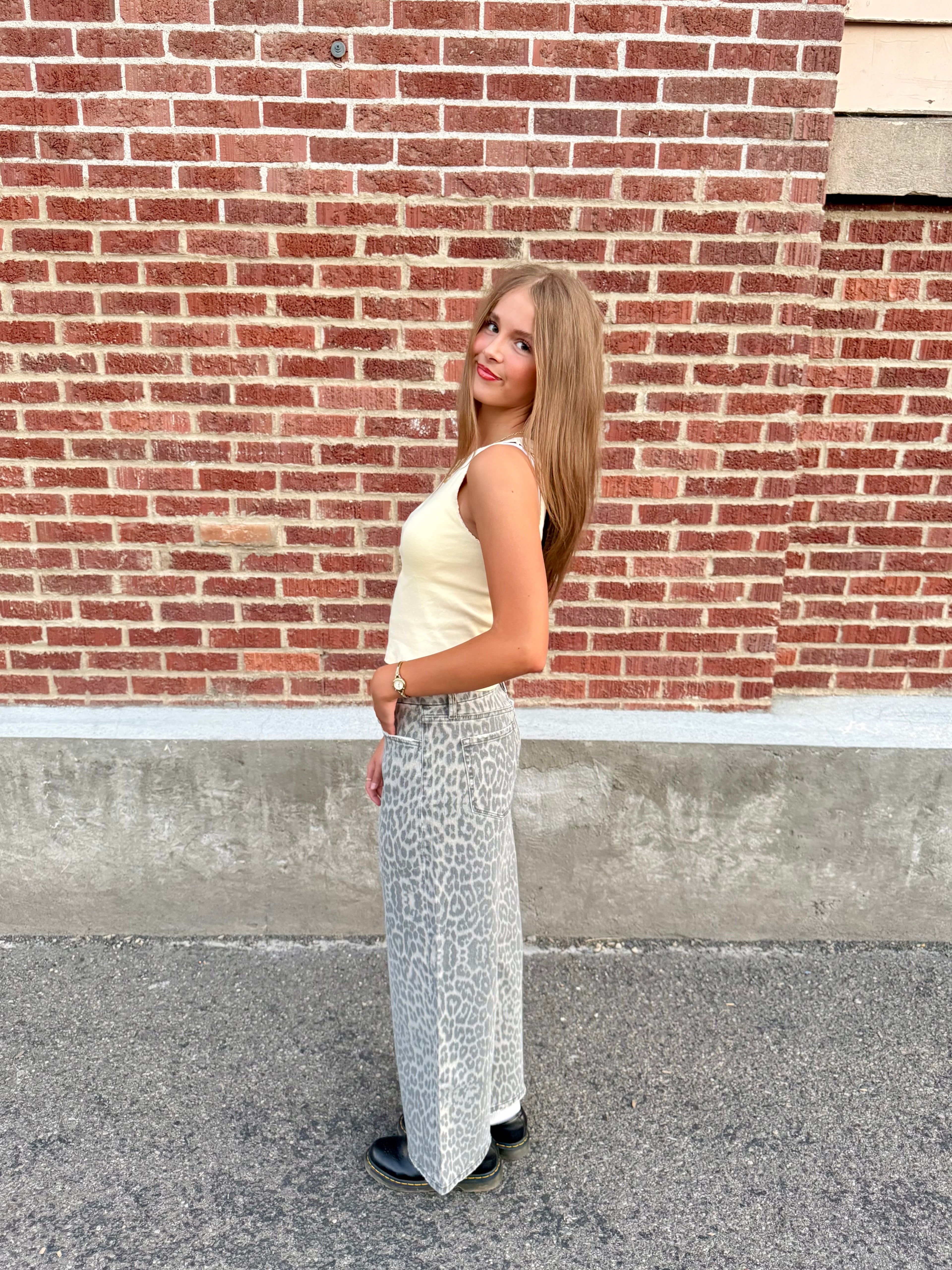 Savannah Leopard Cropped Denim