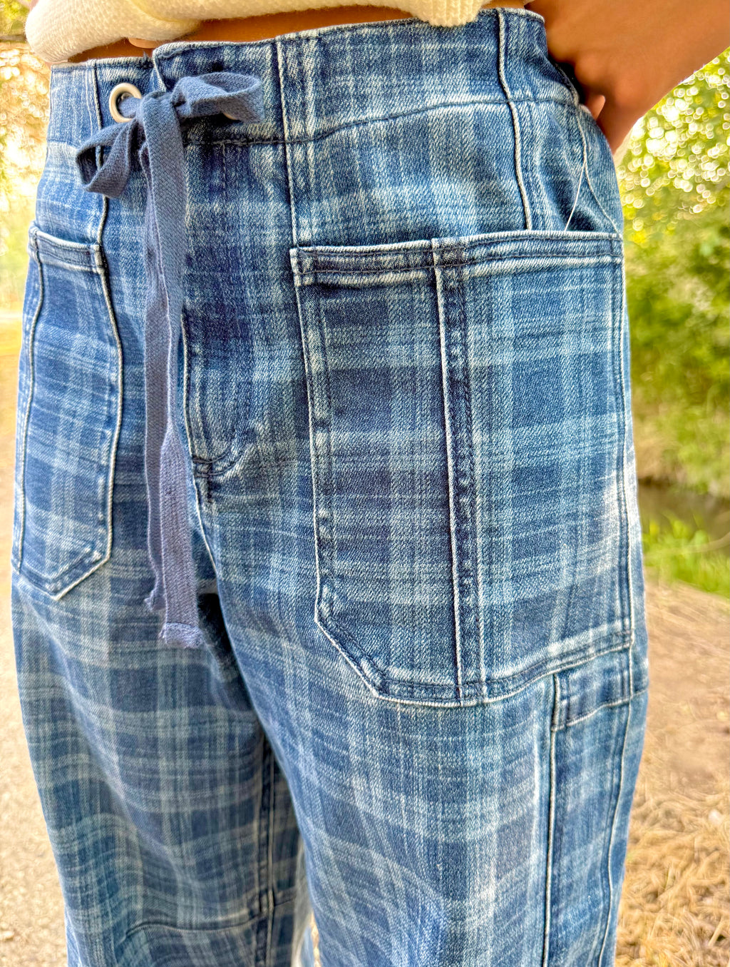 Dakota Plaid Barrel Denim