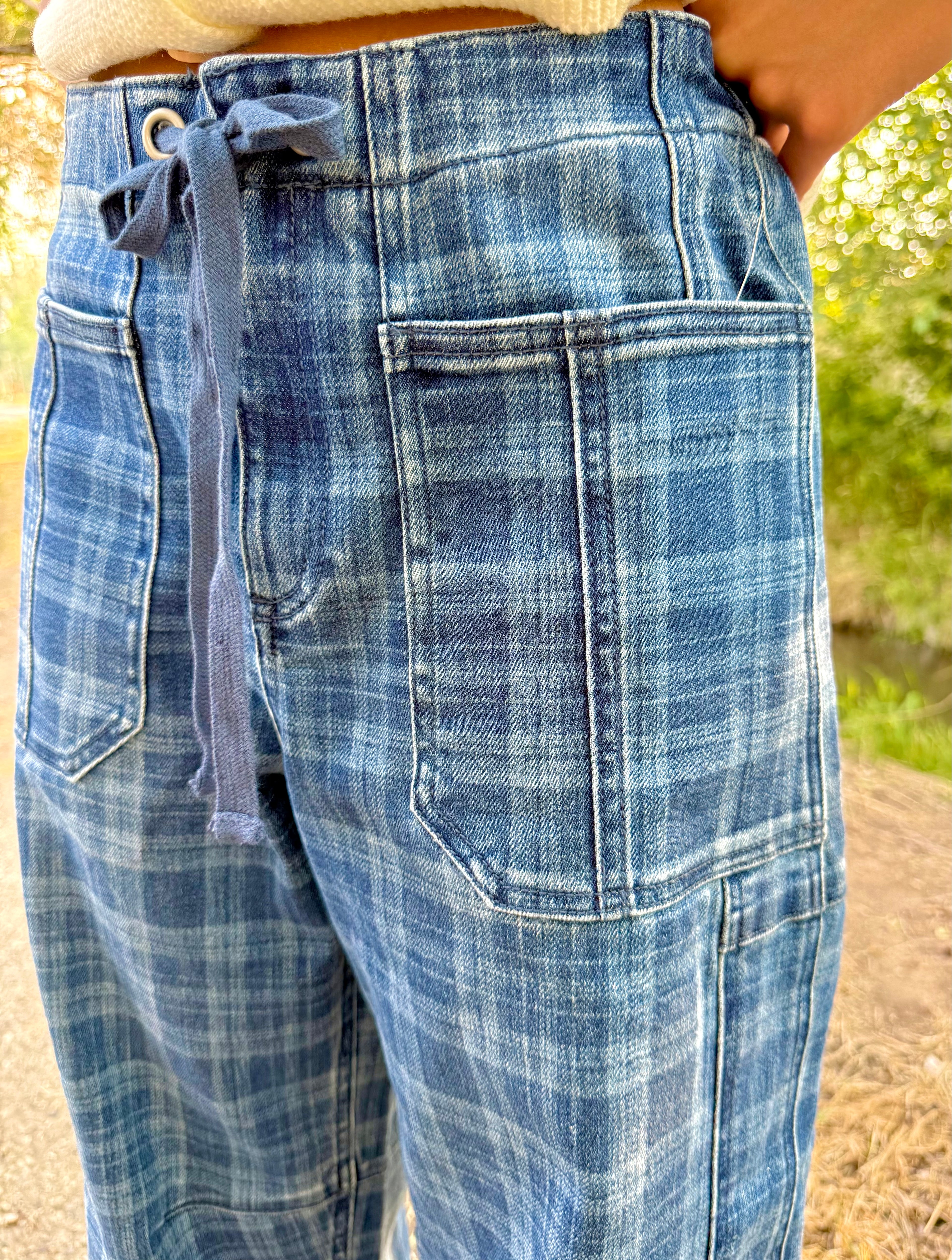 Dakota Plaid Barrel Denim