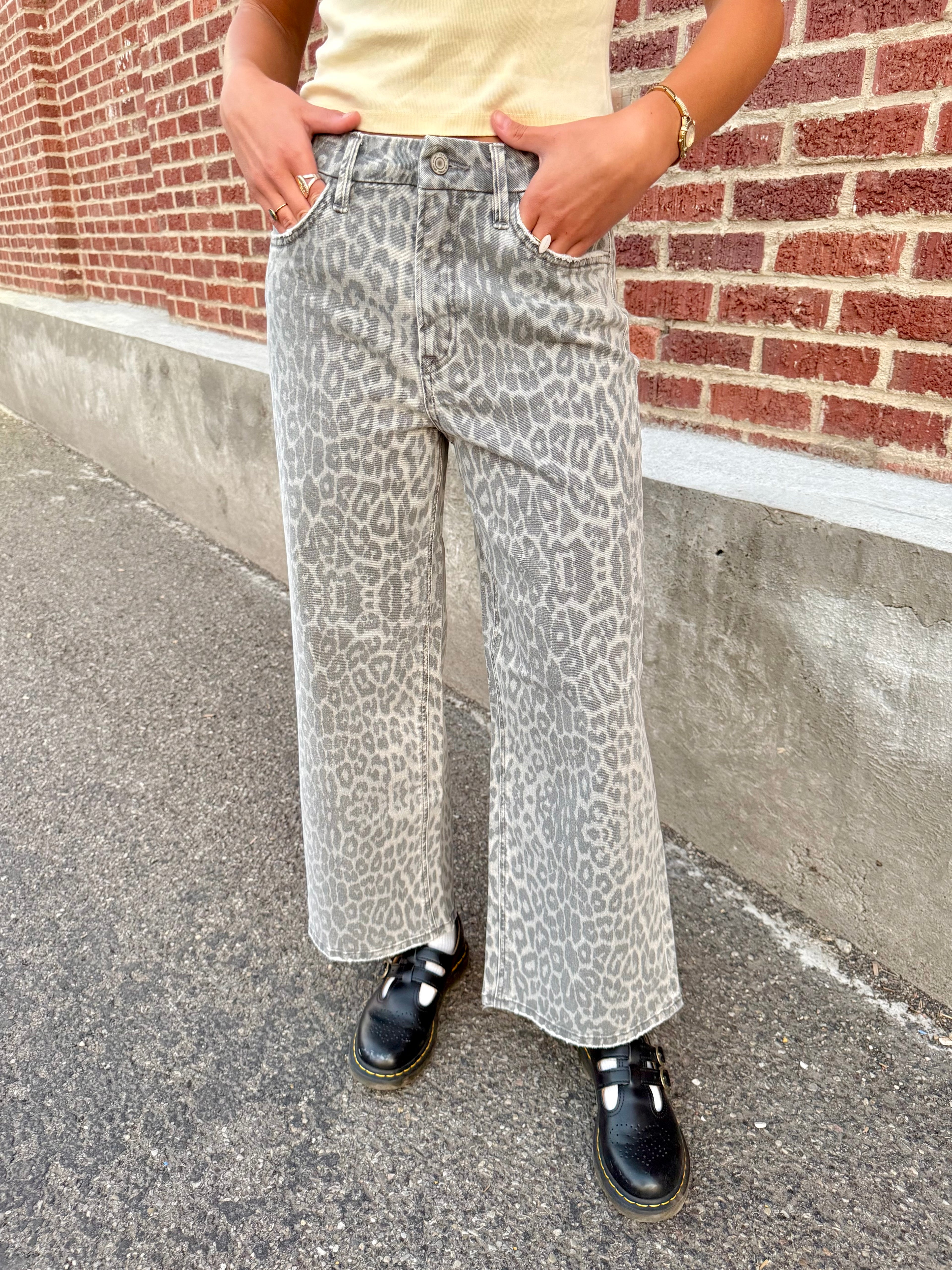 Savannah Leopard Cropped Denim