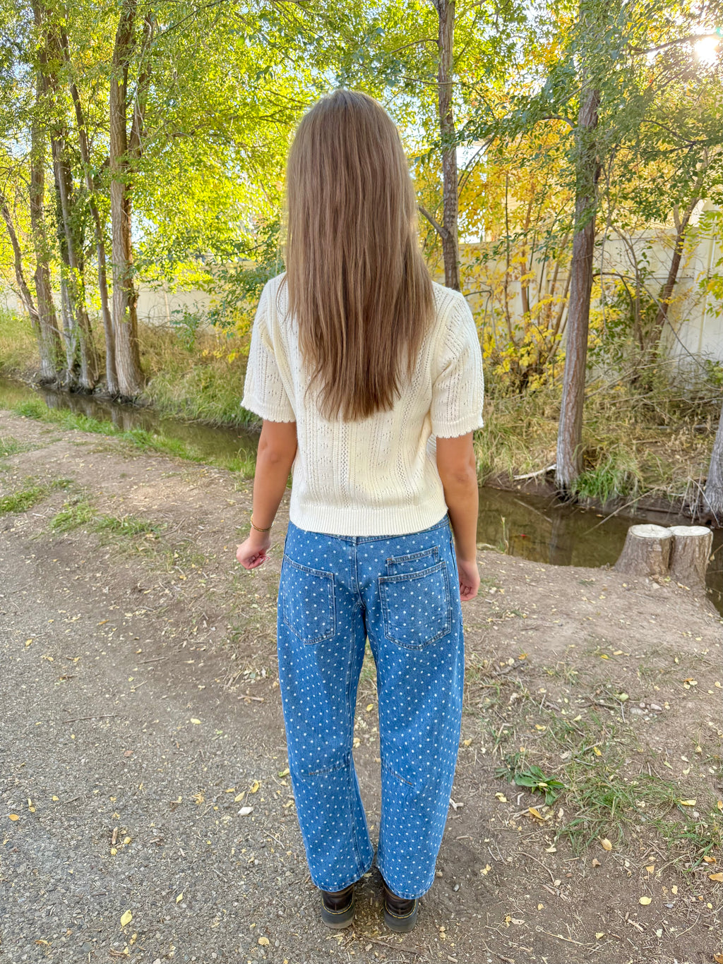 Josie Pointelle Knit Sweater Top
