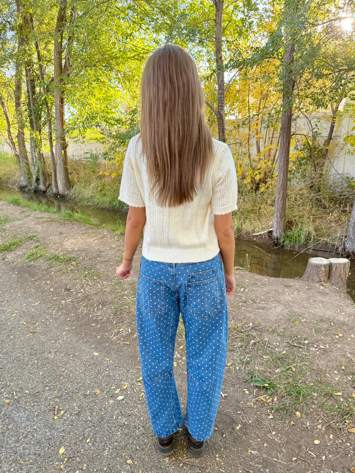 Josie Pointelle Knit Sweater Top