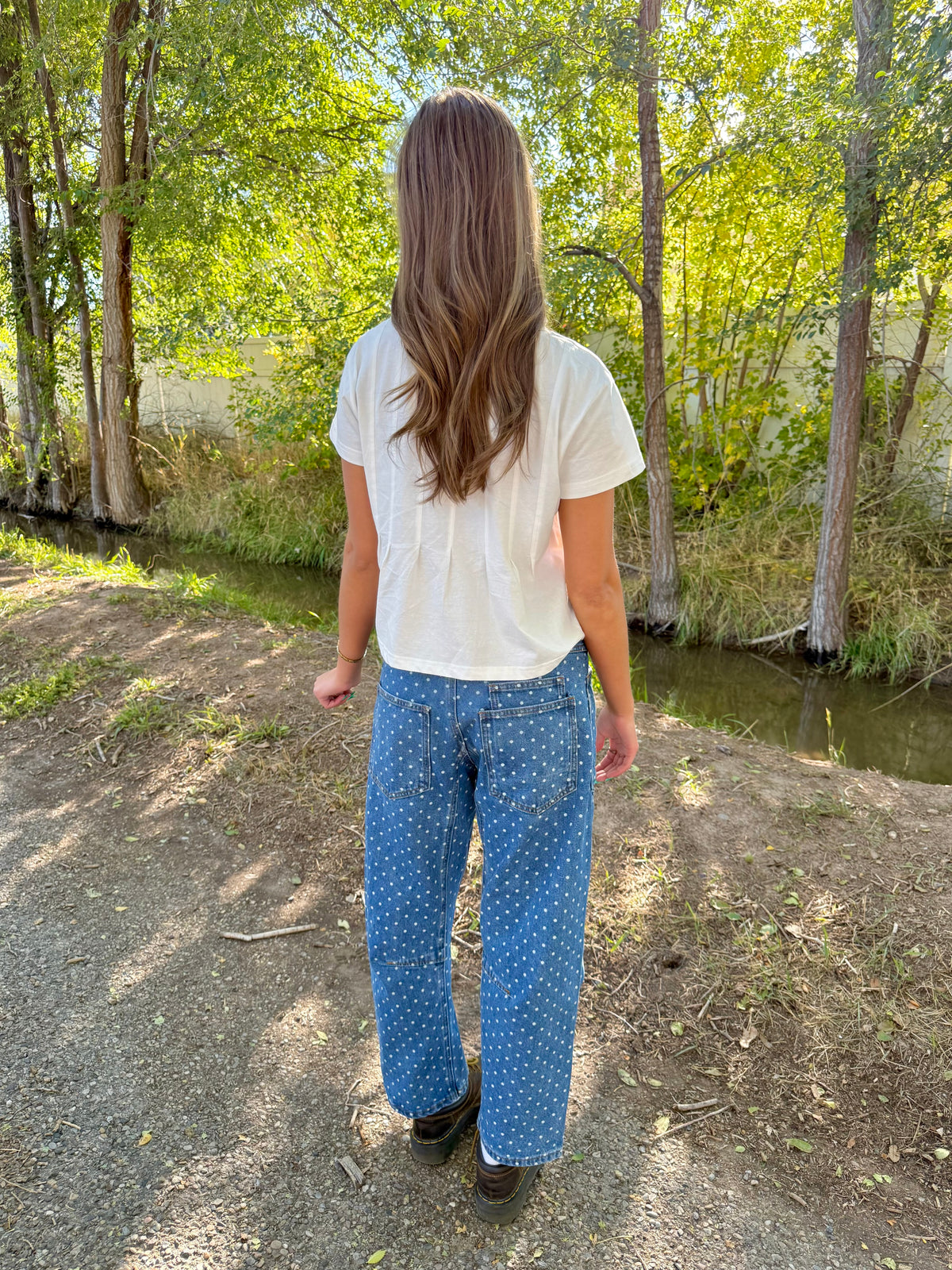 Nori Polka Dot Barrel Jeans