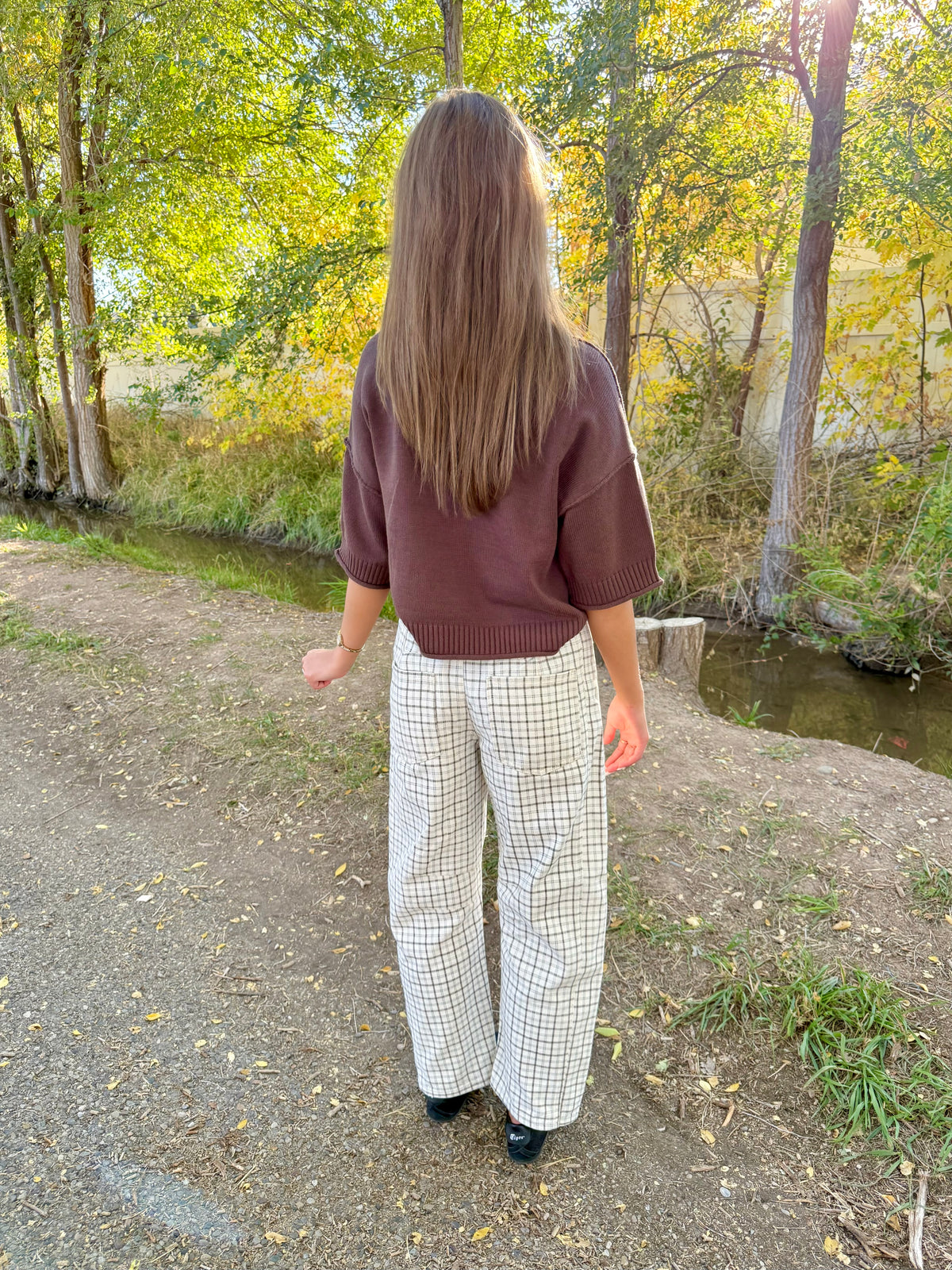 Della Plaid Barrel Pants