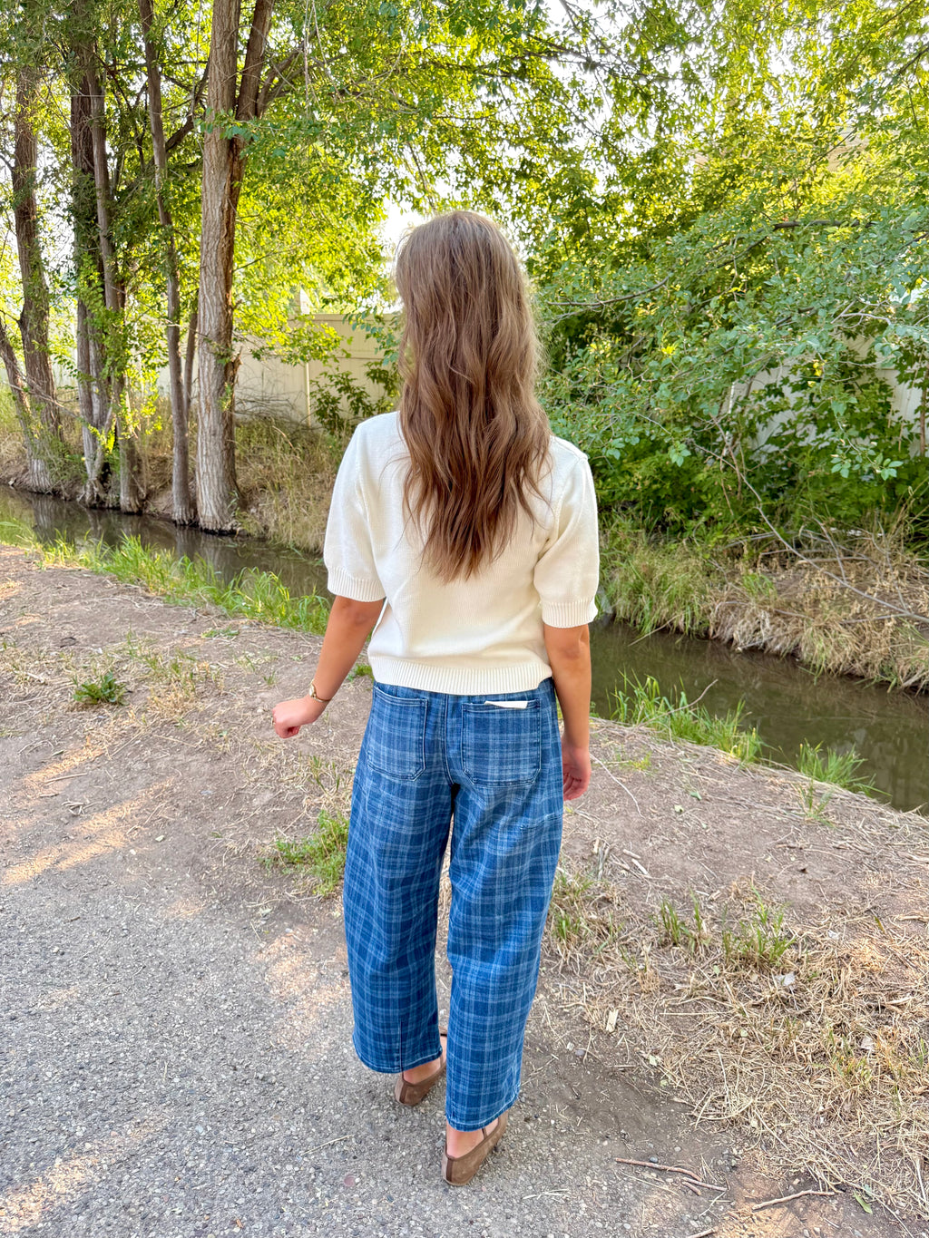 Dakota Plaid Barrel Denim