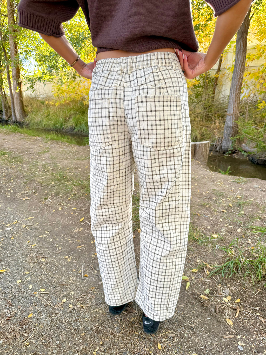 Della Plaid Barrel Pants
