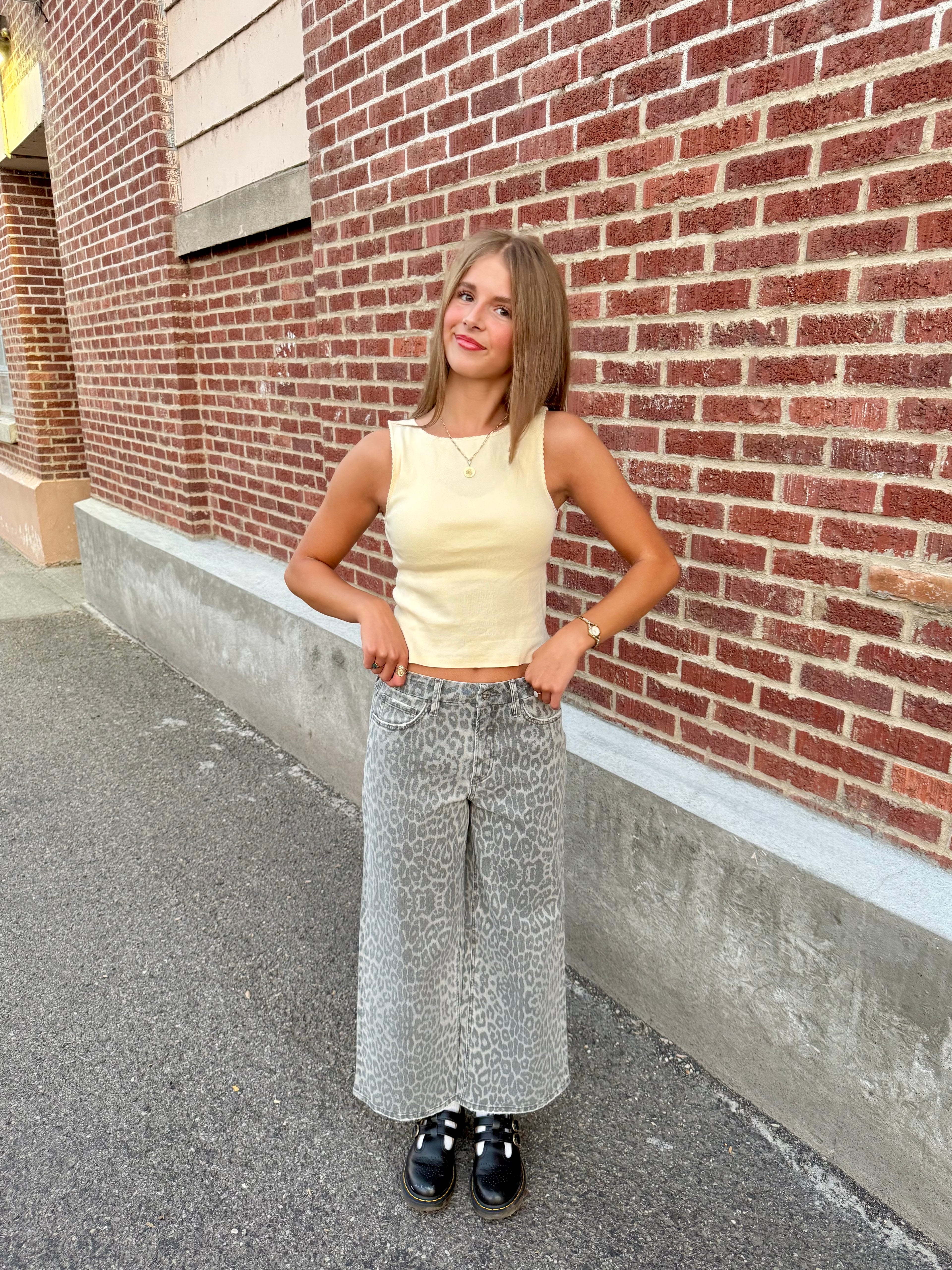 Savannah Leopard Cropped Denim