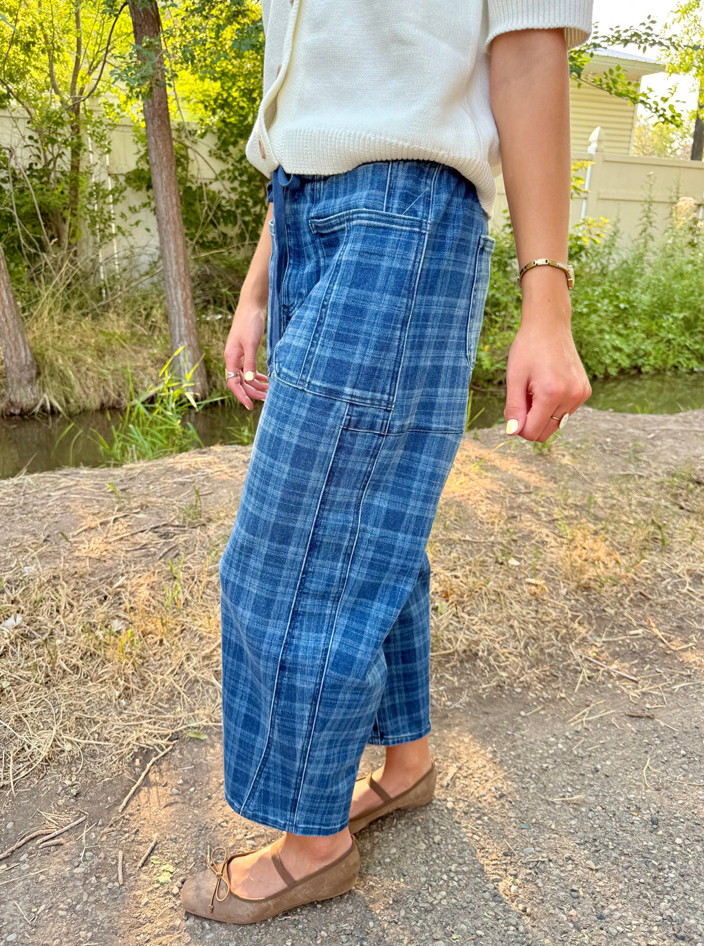 Dakota Plaid Barrel Denim