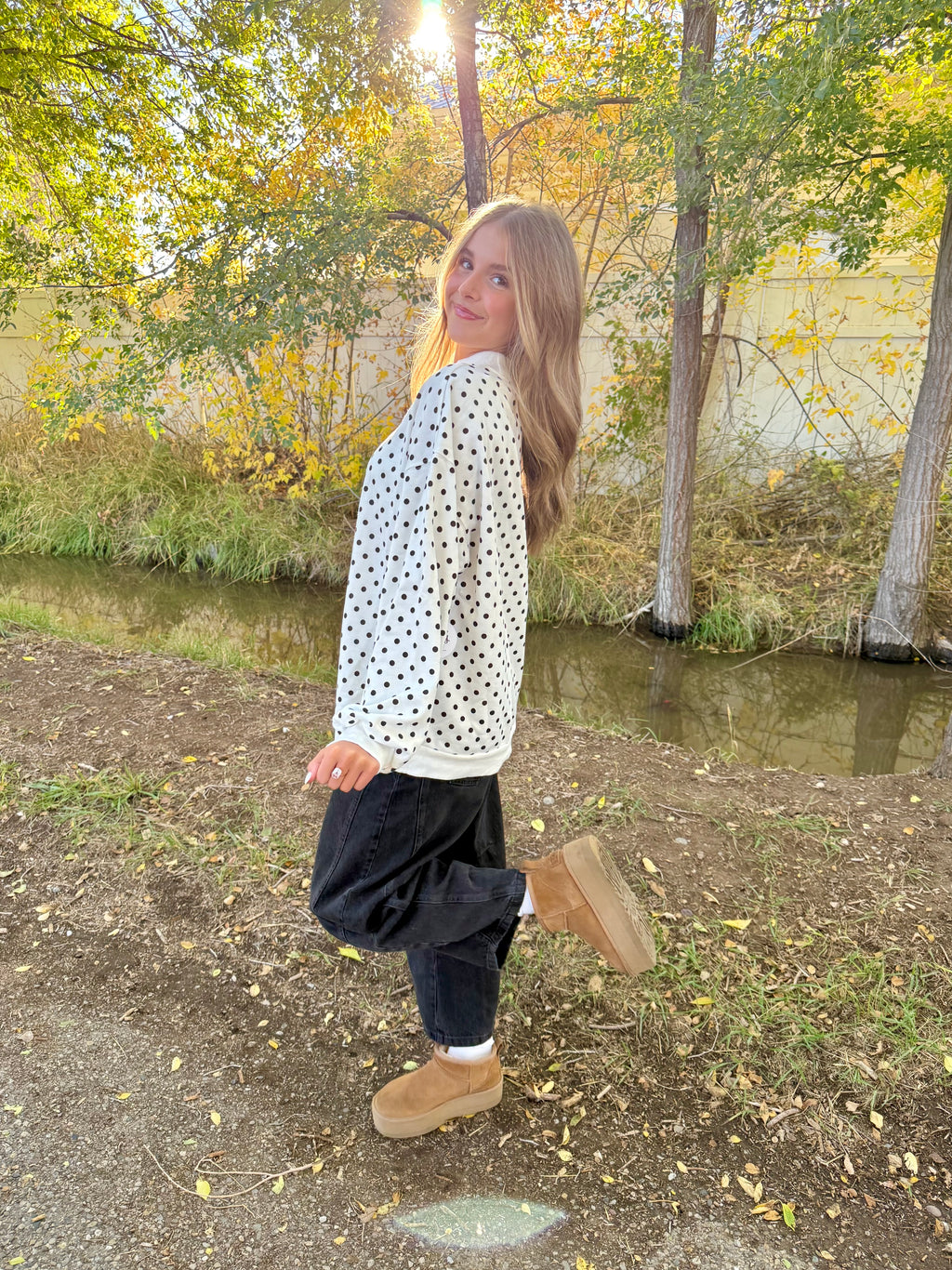 Emberly Polka Dot Crewneck