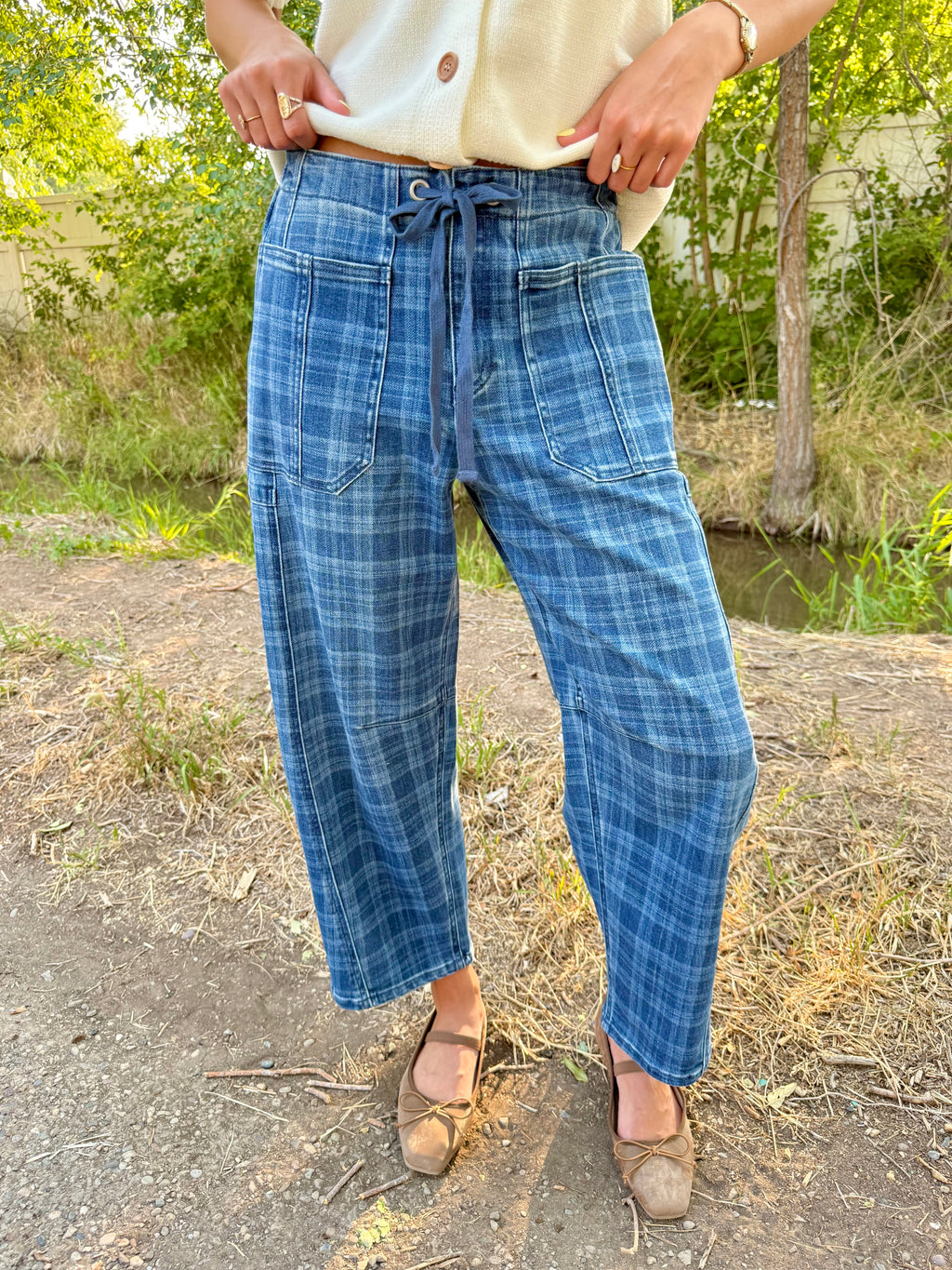 Dakota Plaid Barrel Denim