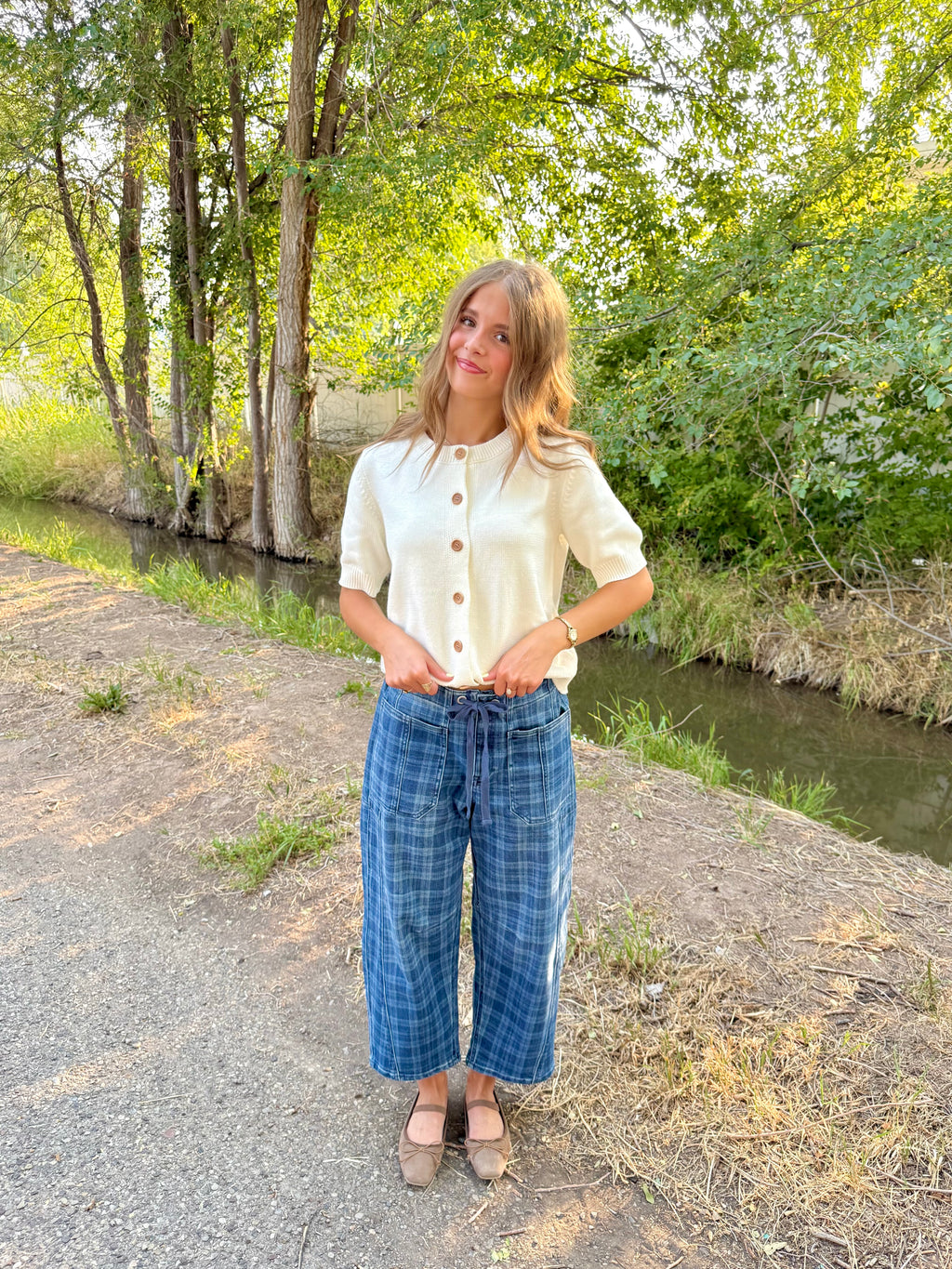 Dakota Plaid Barrel Denim
