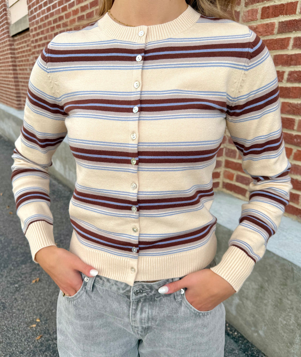 Tory Striped Sweater Cardigan
