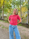Josie Pointelle Knit Sweater Top