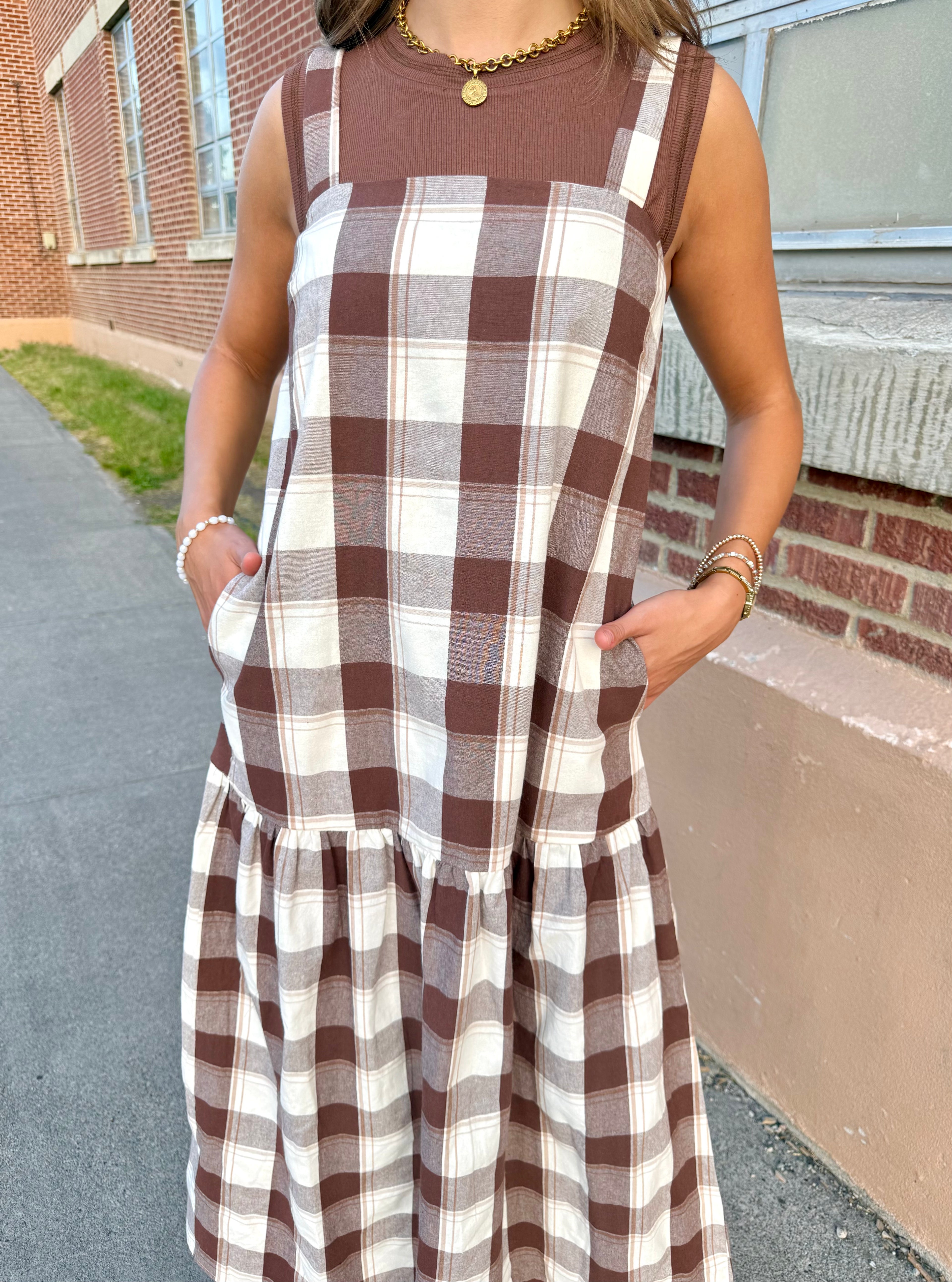 Bella Vista Plaid Dropped Waist Dress