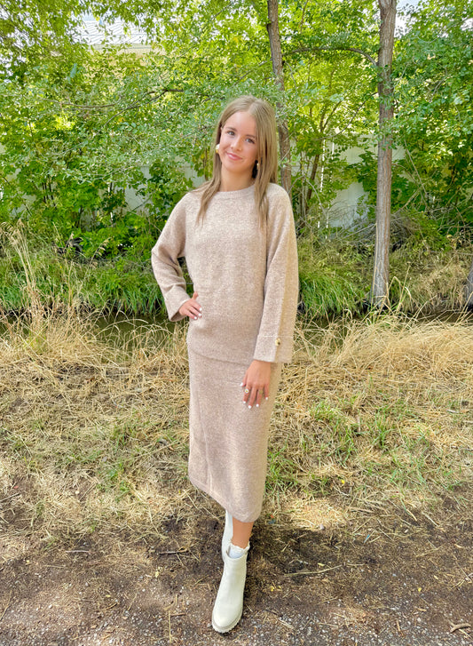 Lyra Sweater Top and Midi Skirt Set