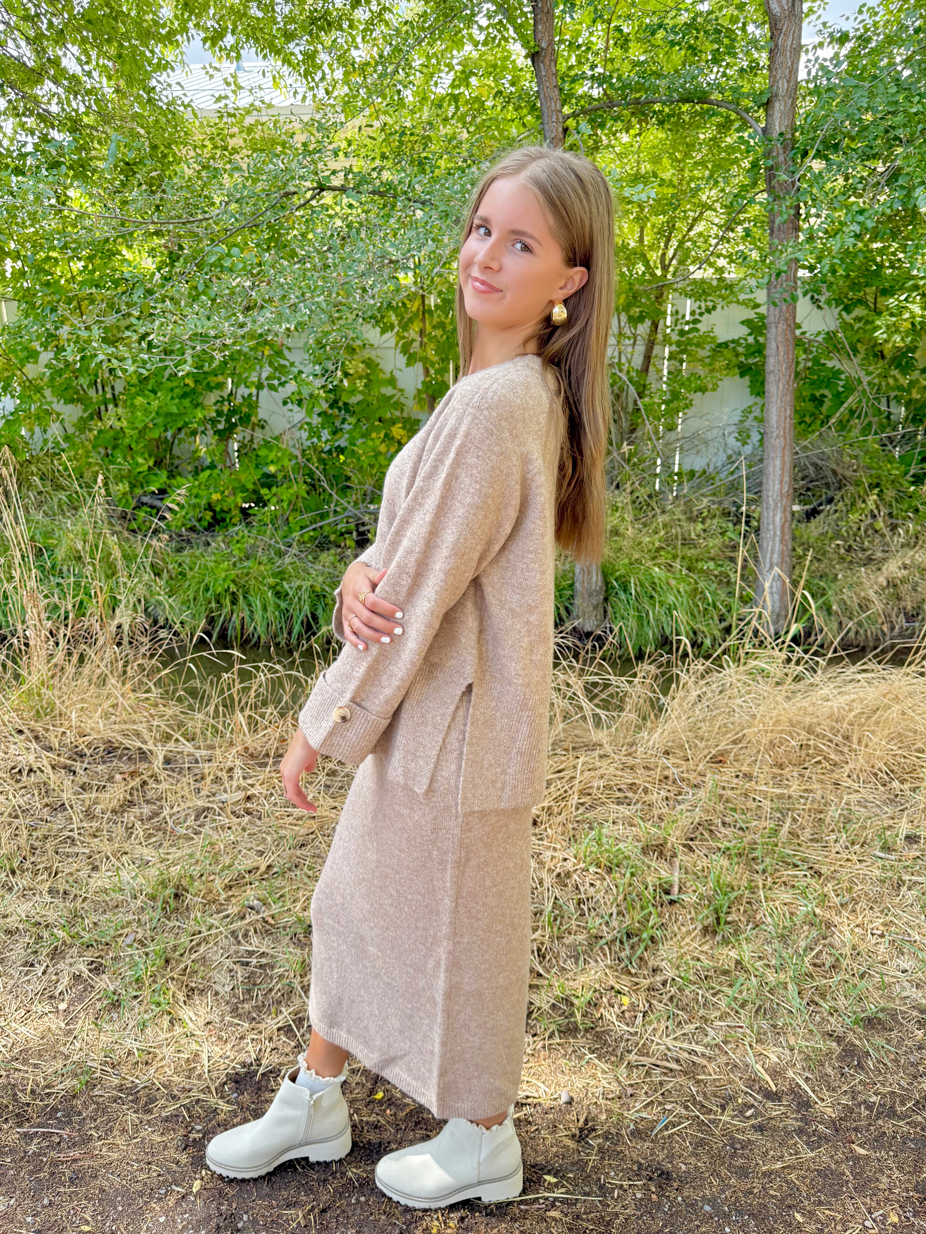 Lyra Sweater Top and Midi Skirt Set