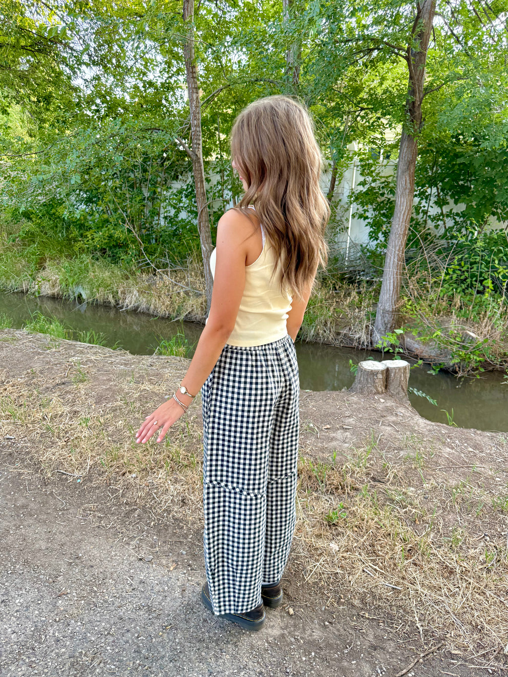 Janey Gingham Barrel Pants
