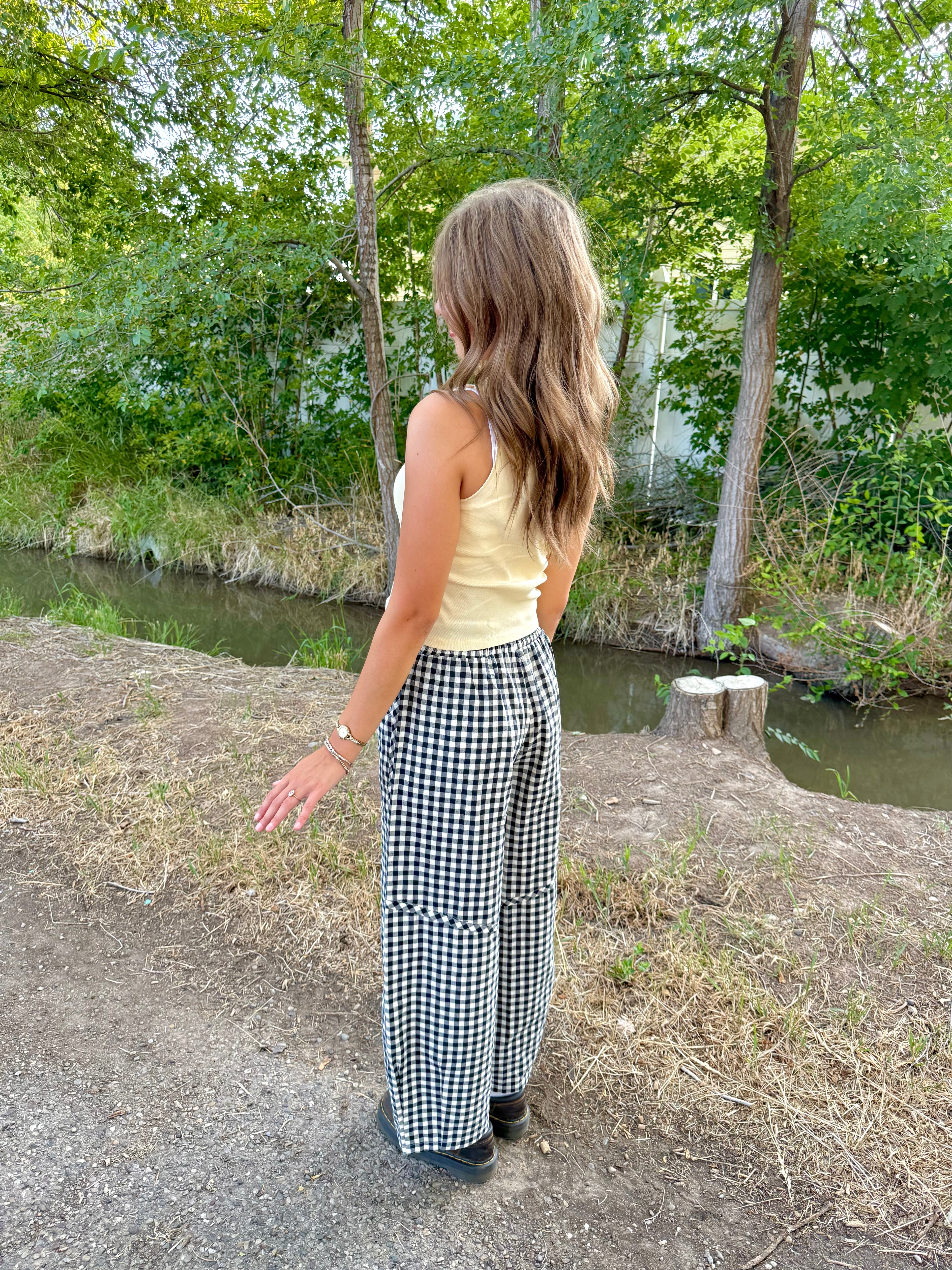 Janey Gingham Barrel Pants