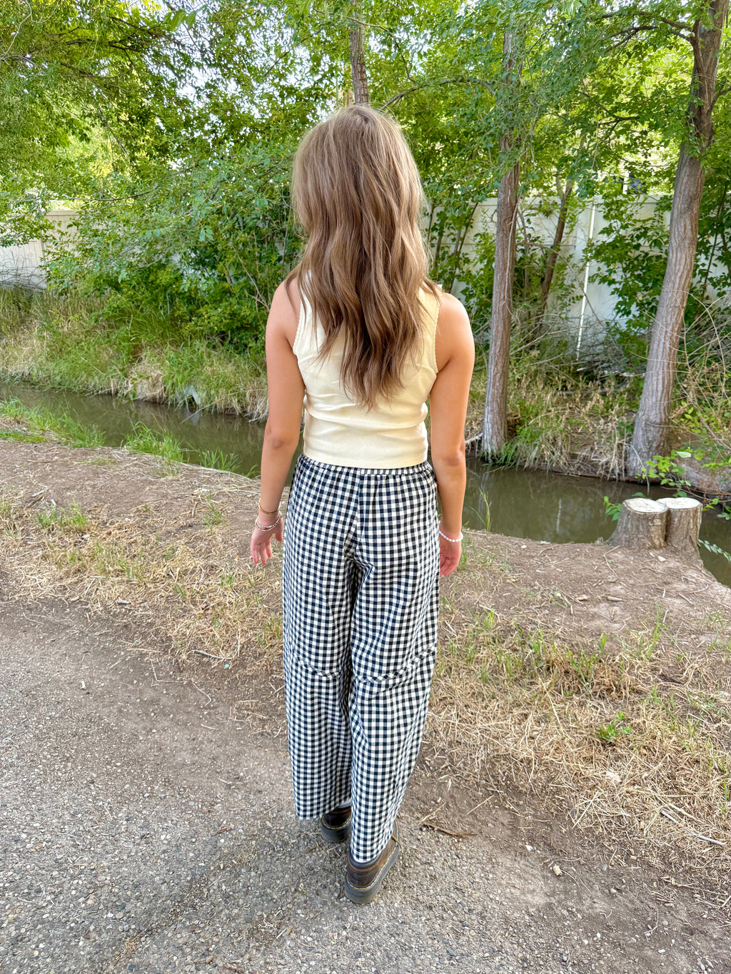 Janey Gingham Barrel Pants