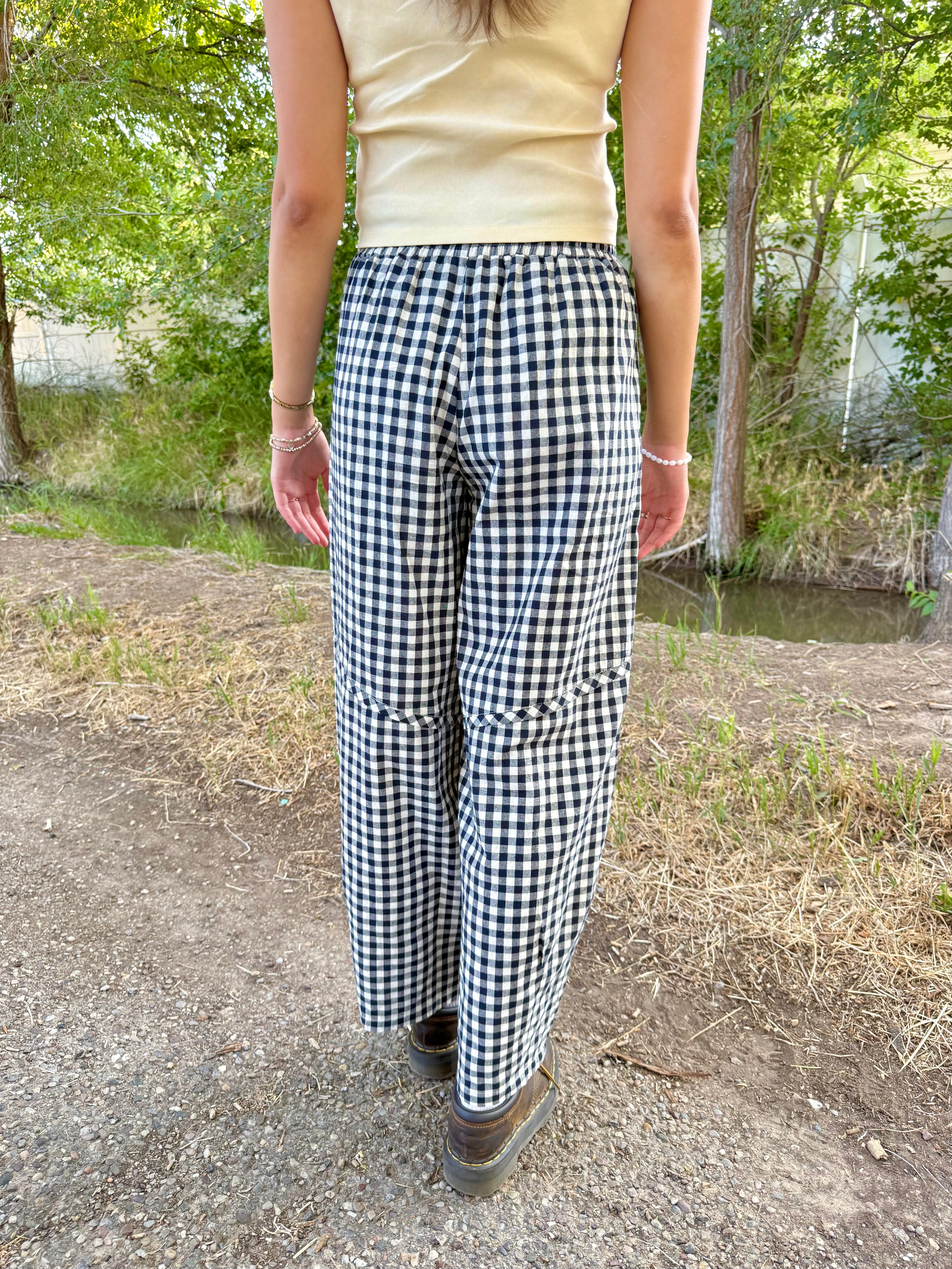 Janey Gingham Barrel Pants