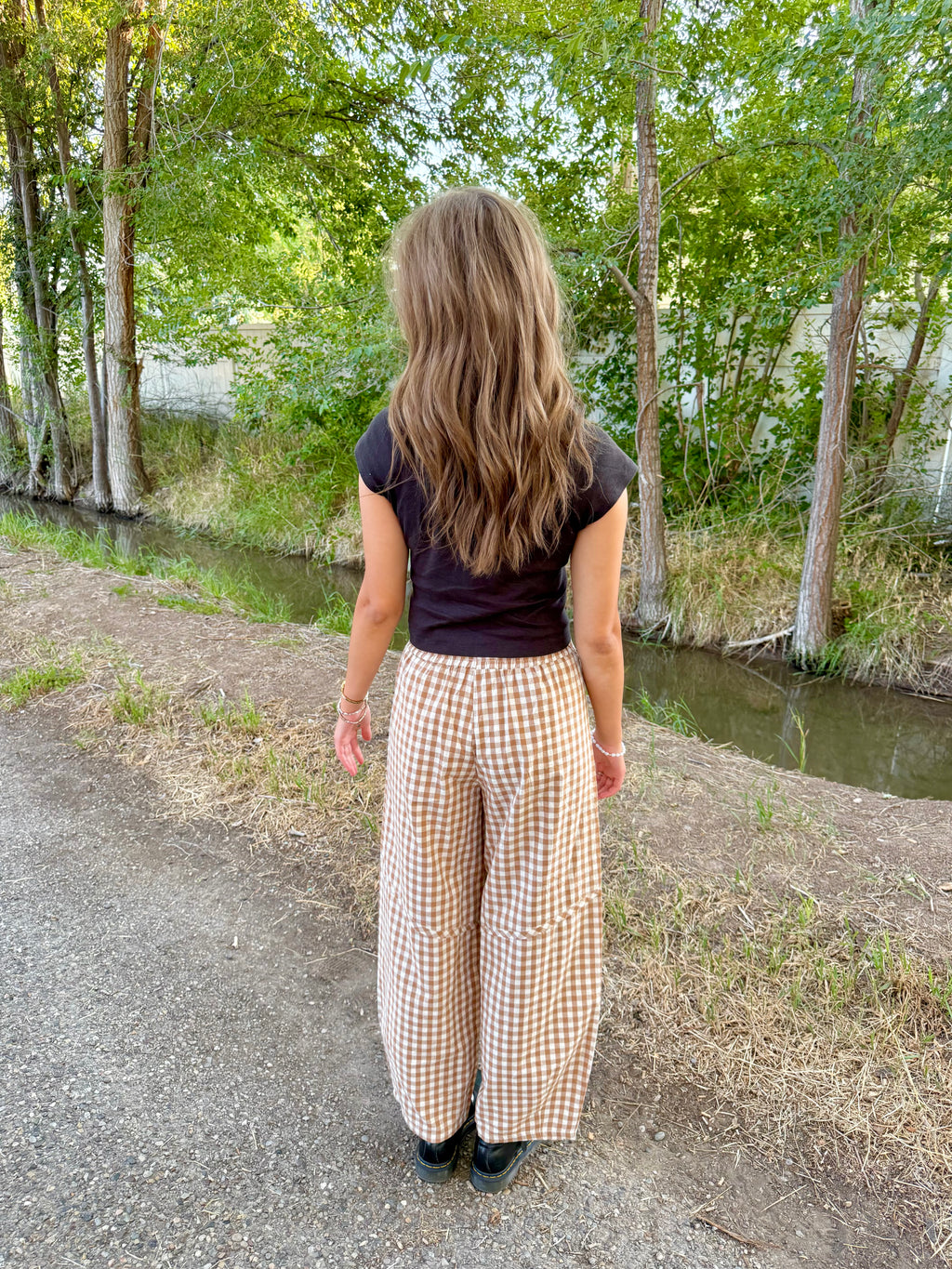 Janey Gingham Barrel Pants