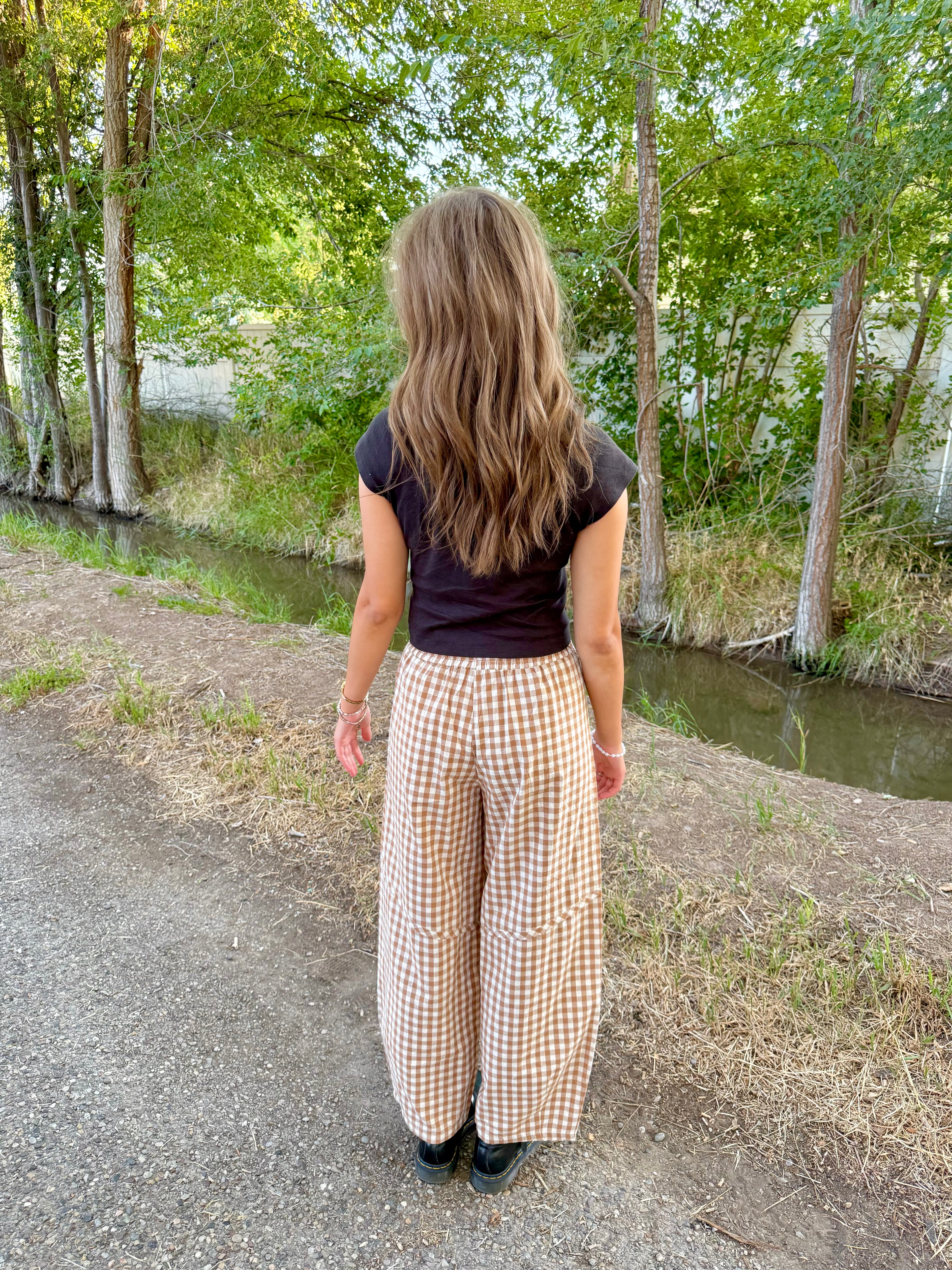 Janey Gingham Barrel Pants