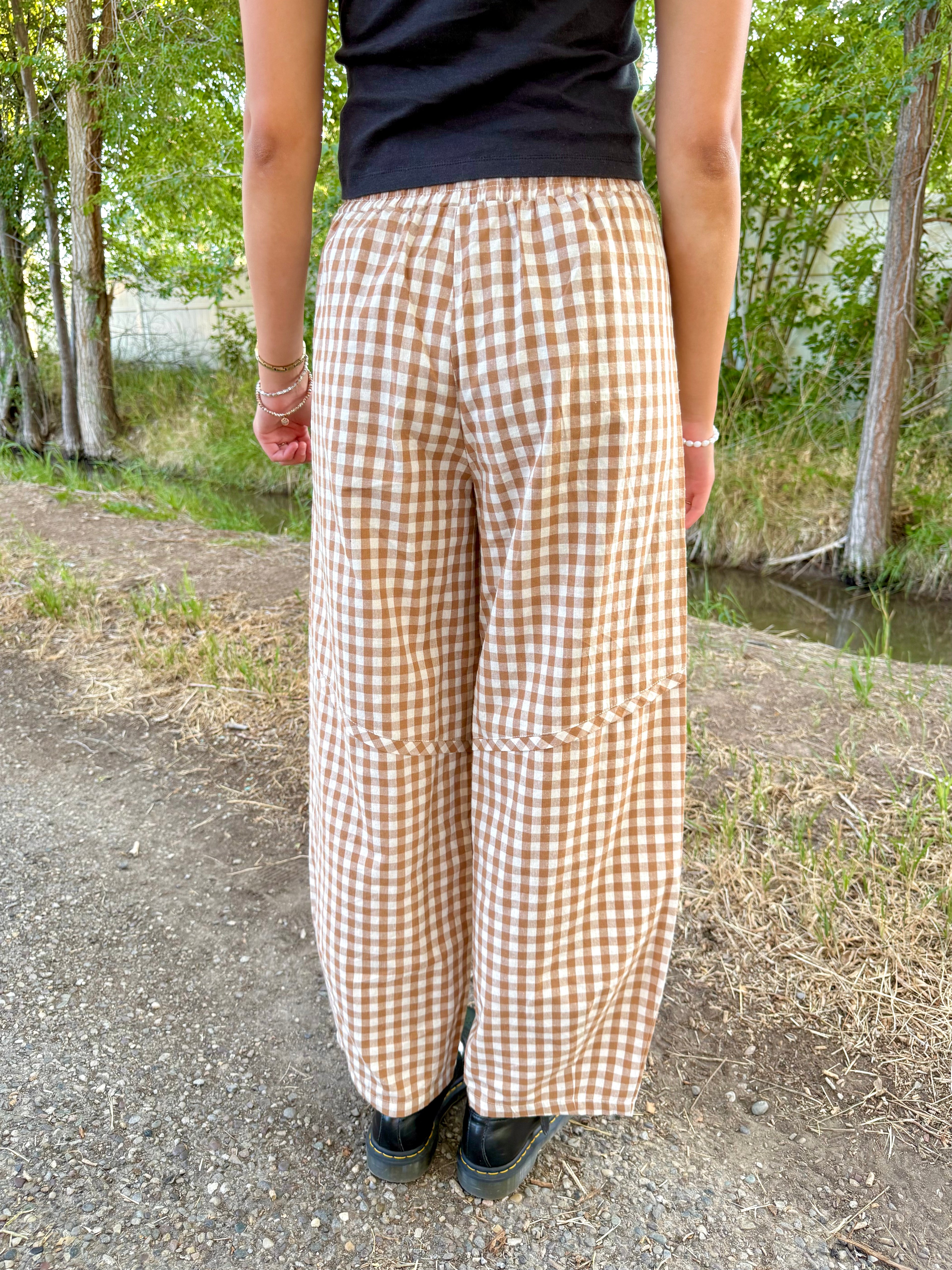 Janey Gingham Barrel Pants