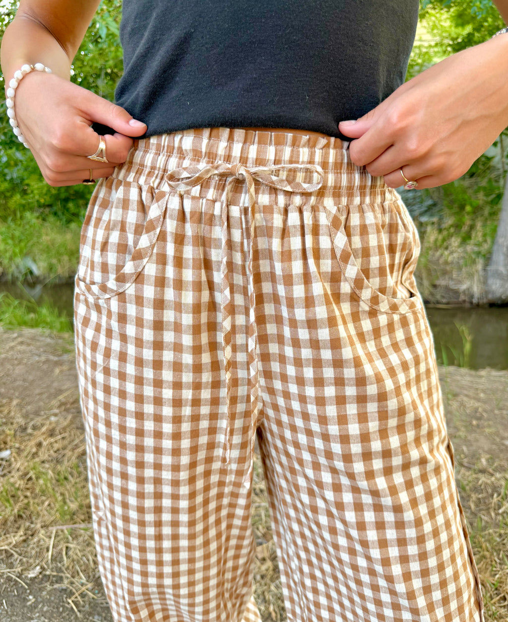 Janey Gingham Barrel Pants