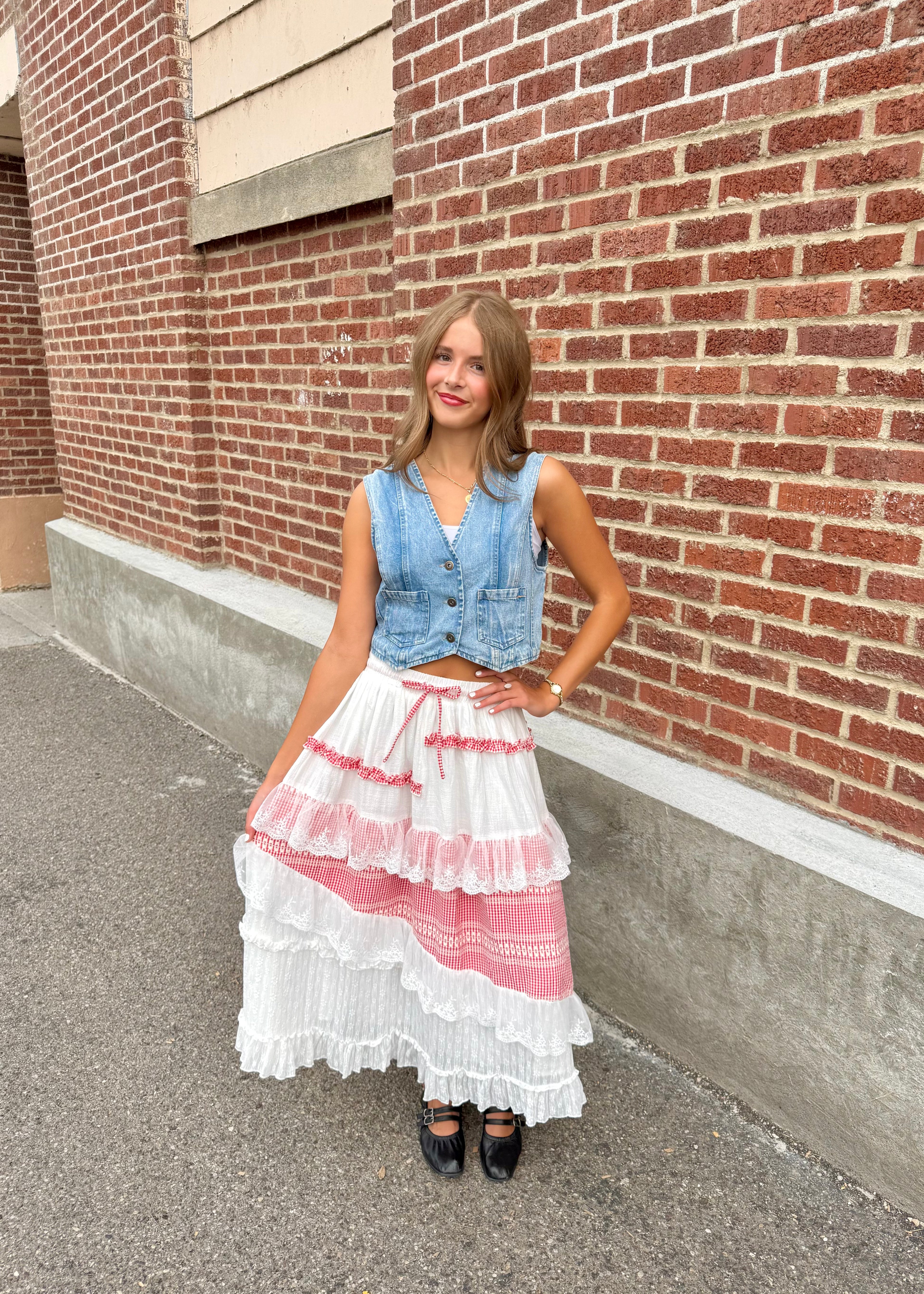 Posie Gingham Ruffle Skirt
