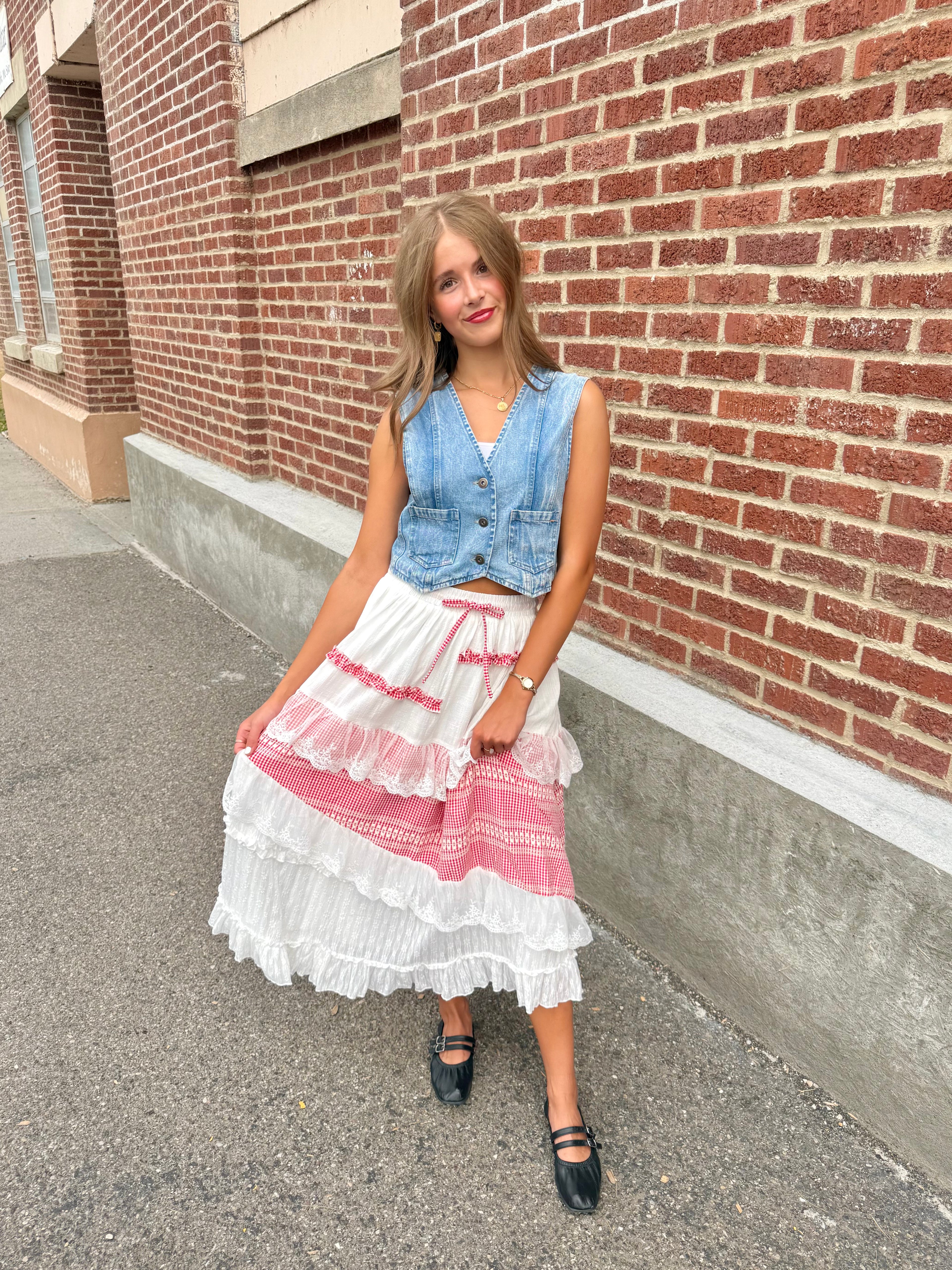 Posie Gingham Ruffle Skirt