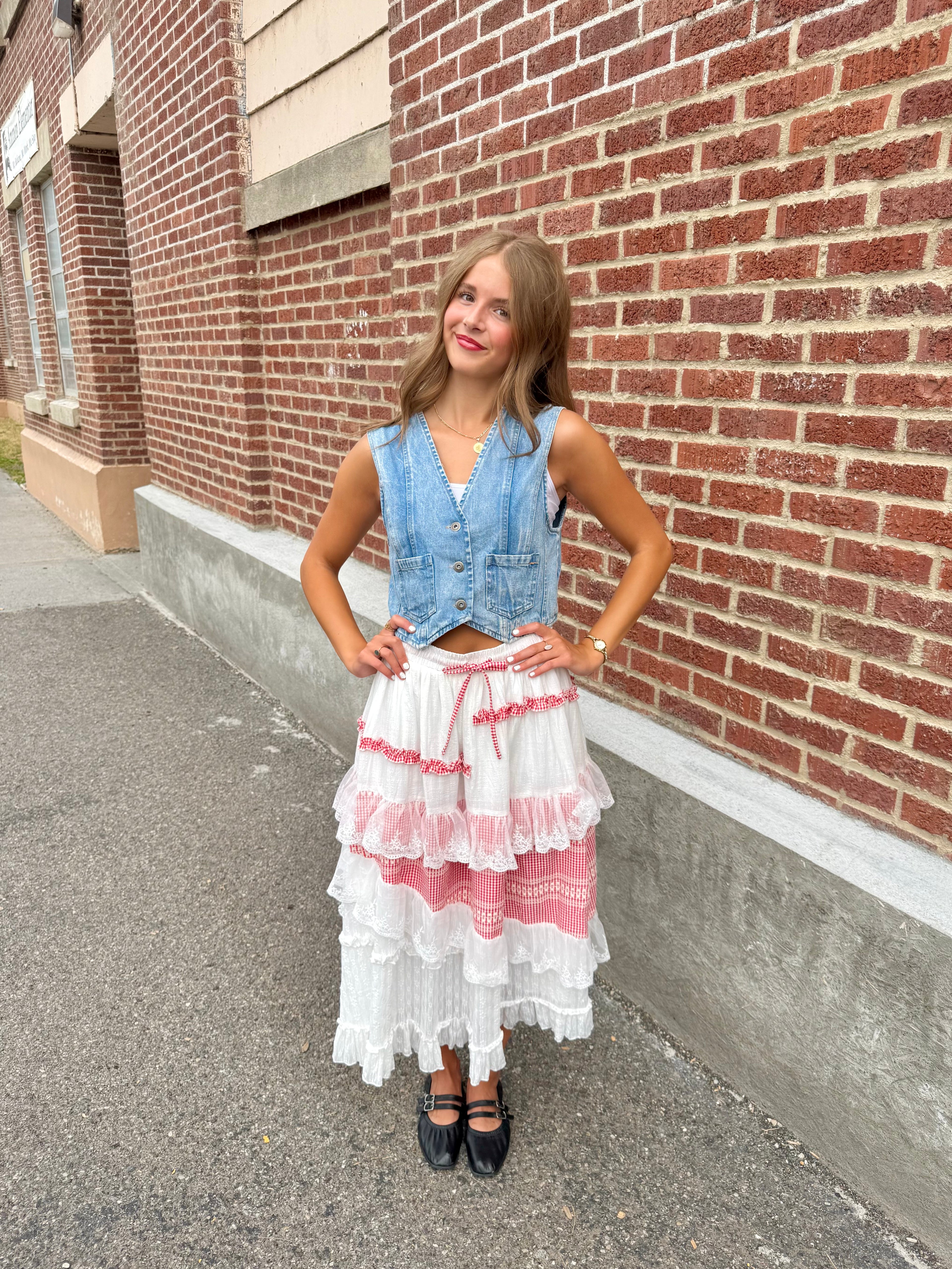 Posie Gingham Ruffle Skirt