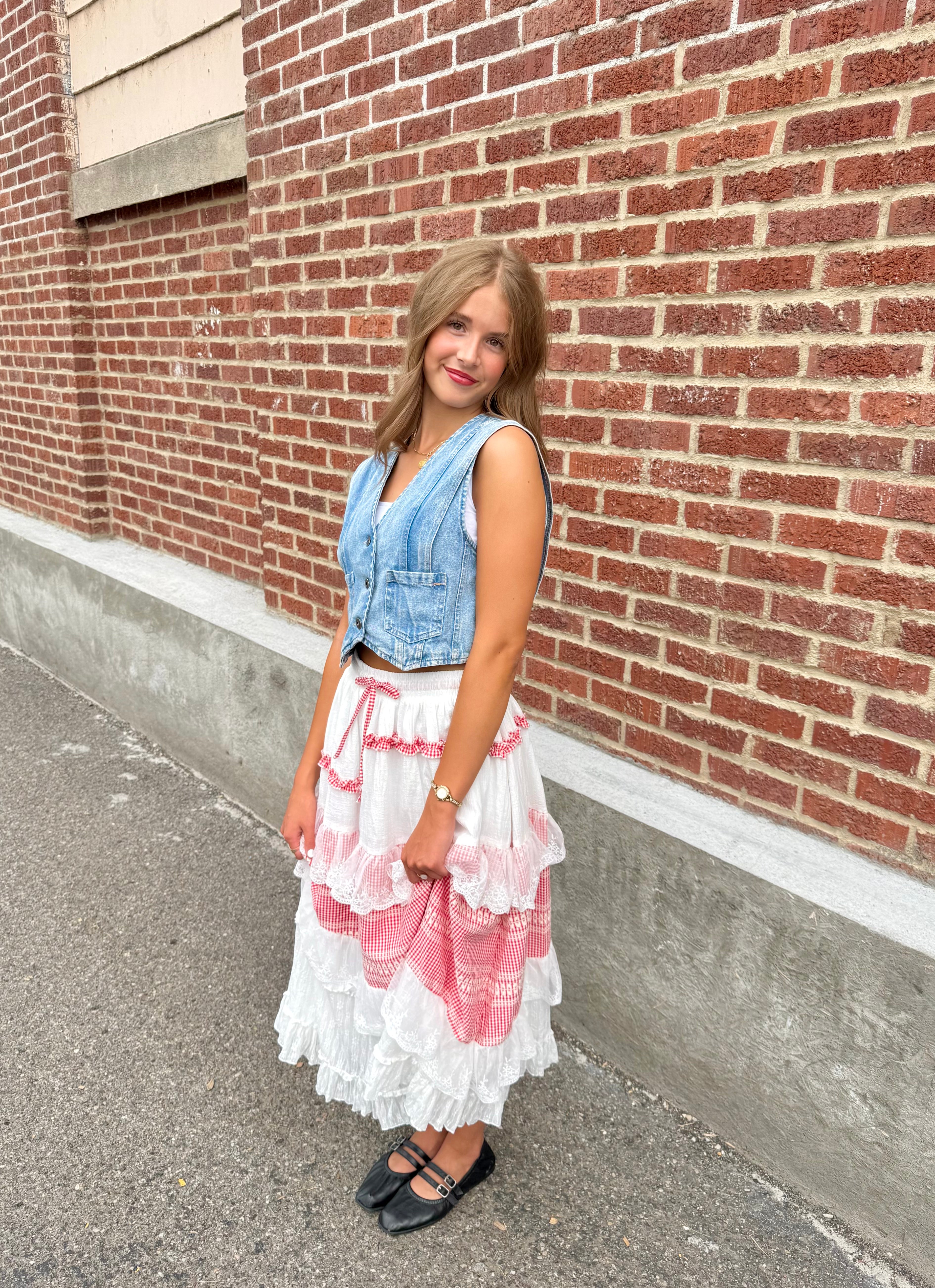 Posie Gingham Ruffle Skirt
