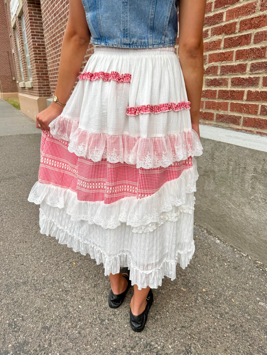 Posie Gingham Ruffle Skirt