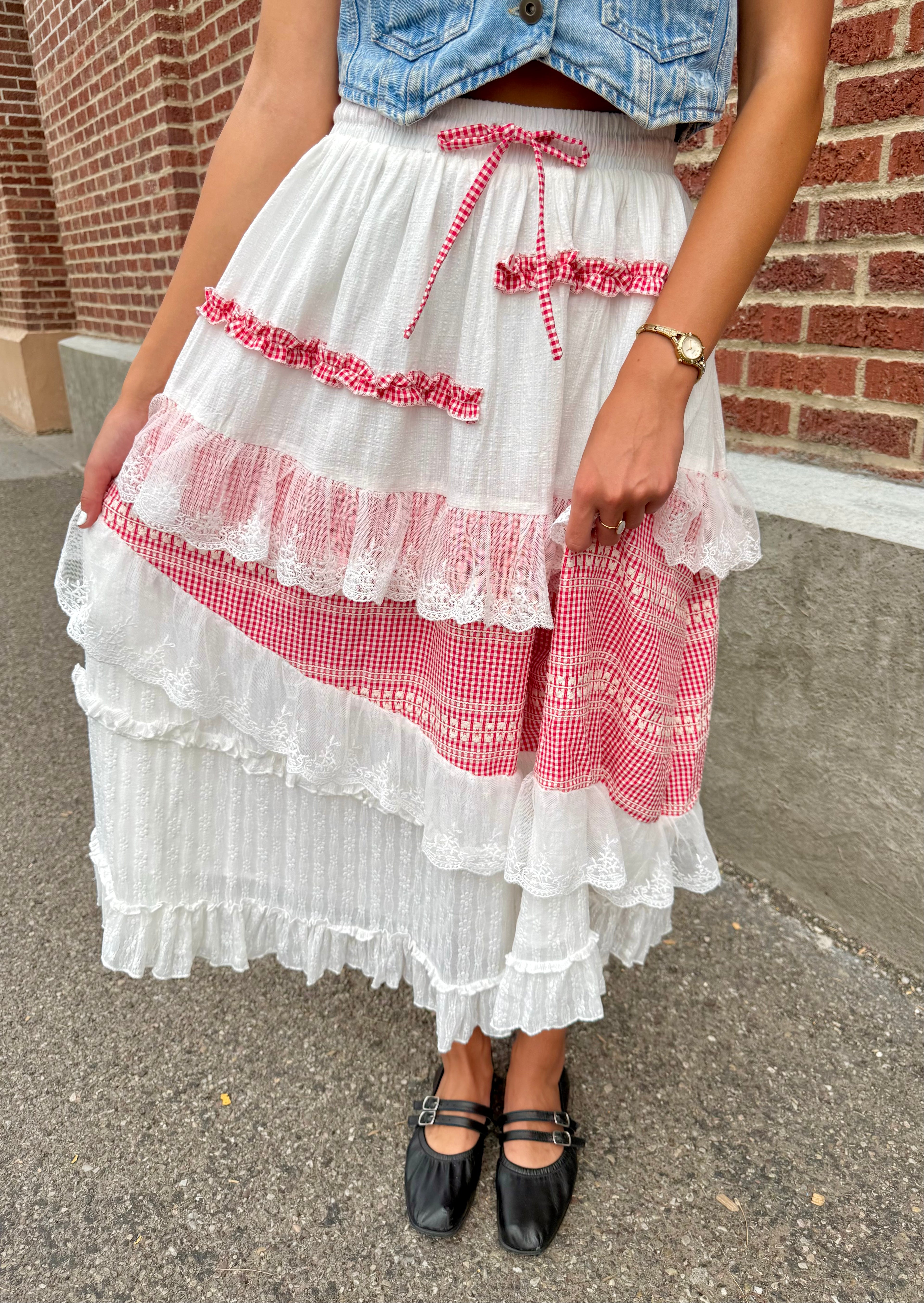 Posie Gingham Ruffle Skirt