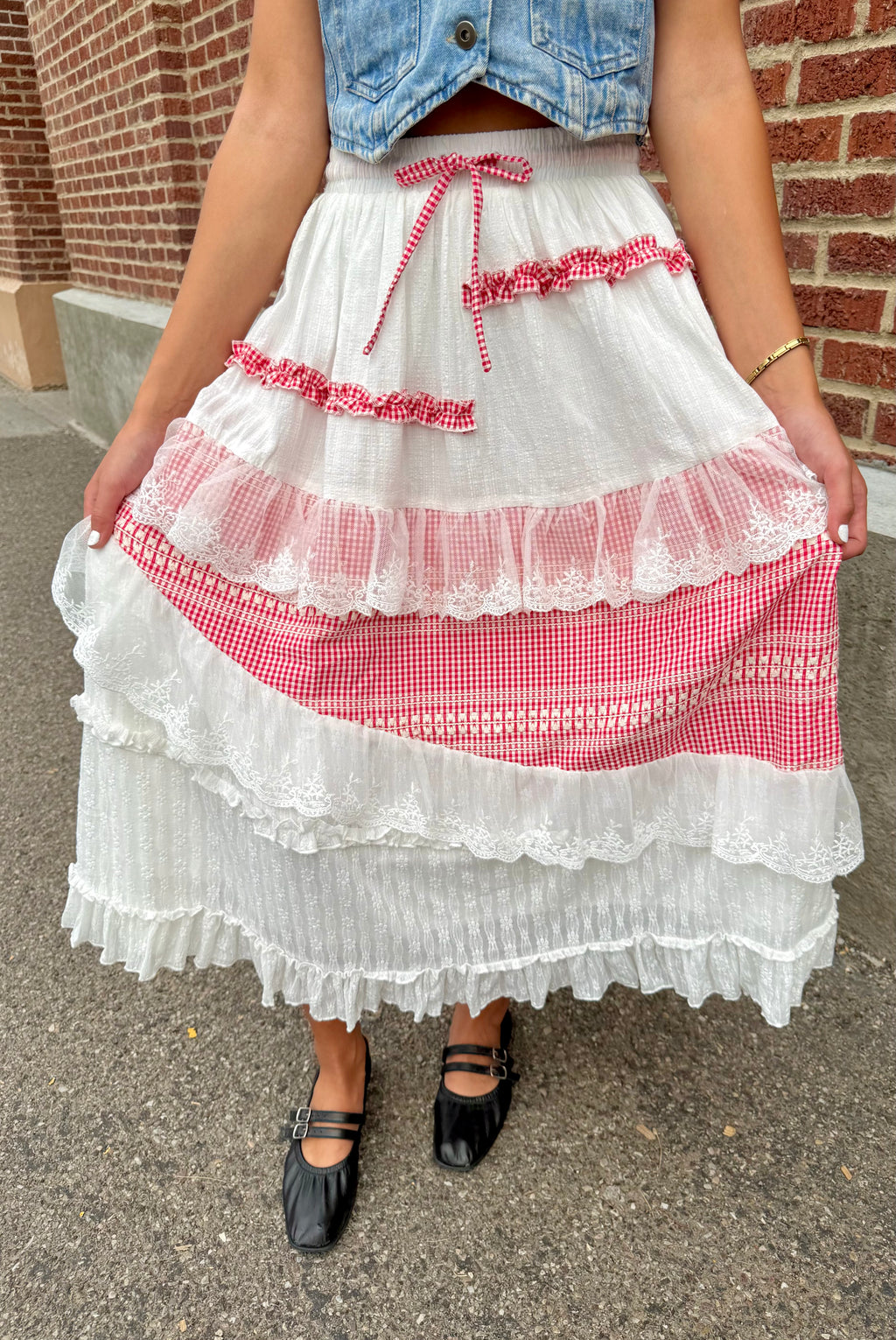 Posie Gingham Ruffle Skirt