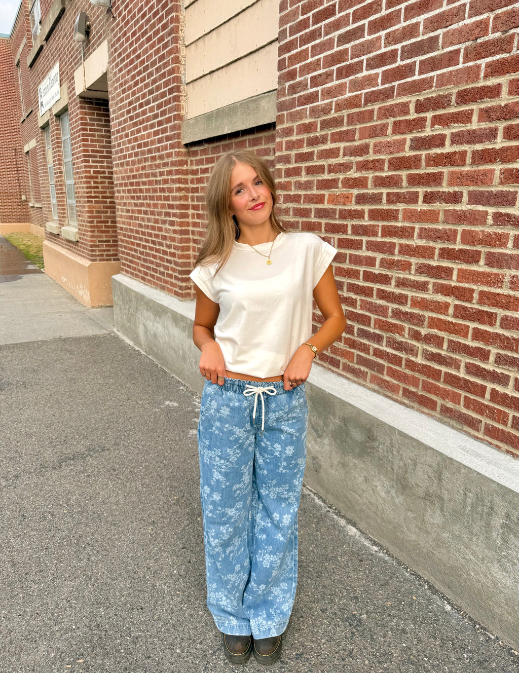 Easy Like Sunday Floral Print Denim
