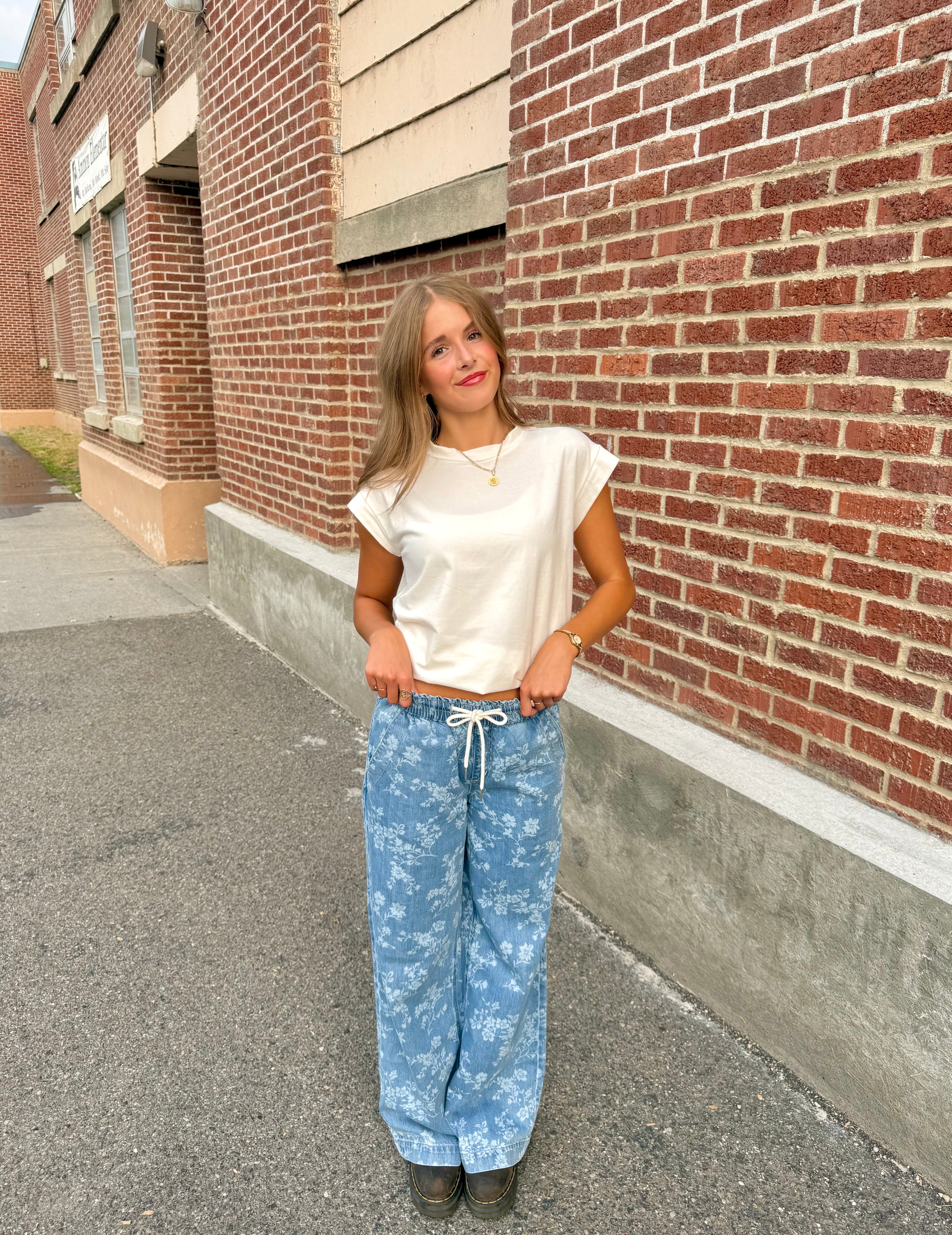 Easy Like Sunday Floral Print Denim