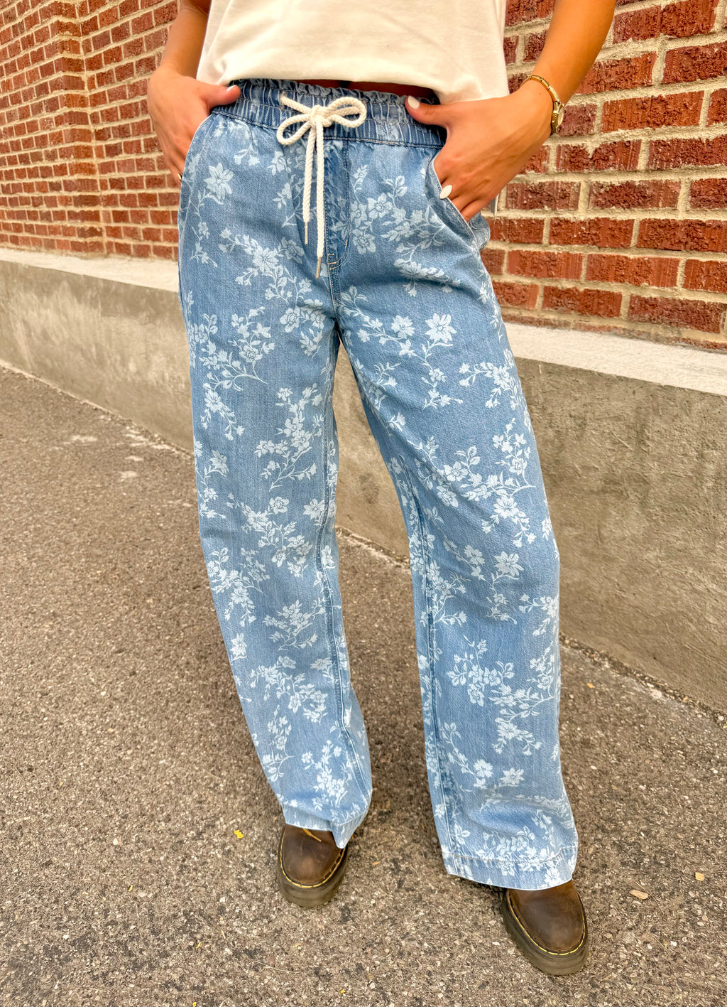 Easy Like Sunday Floral Print Denim