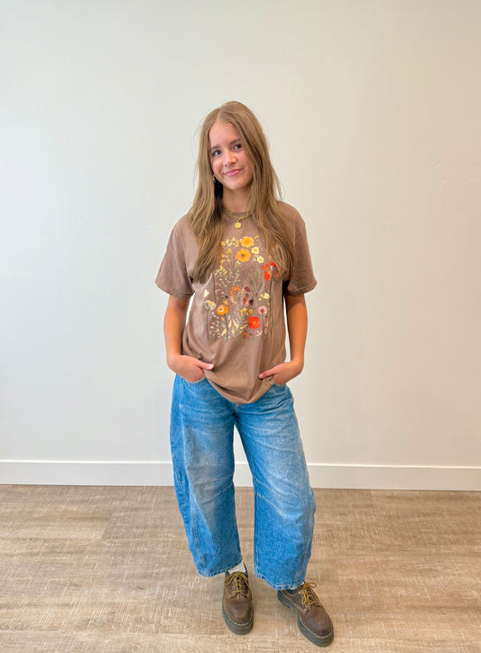 Fall Floral Print Graphic Tee