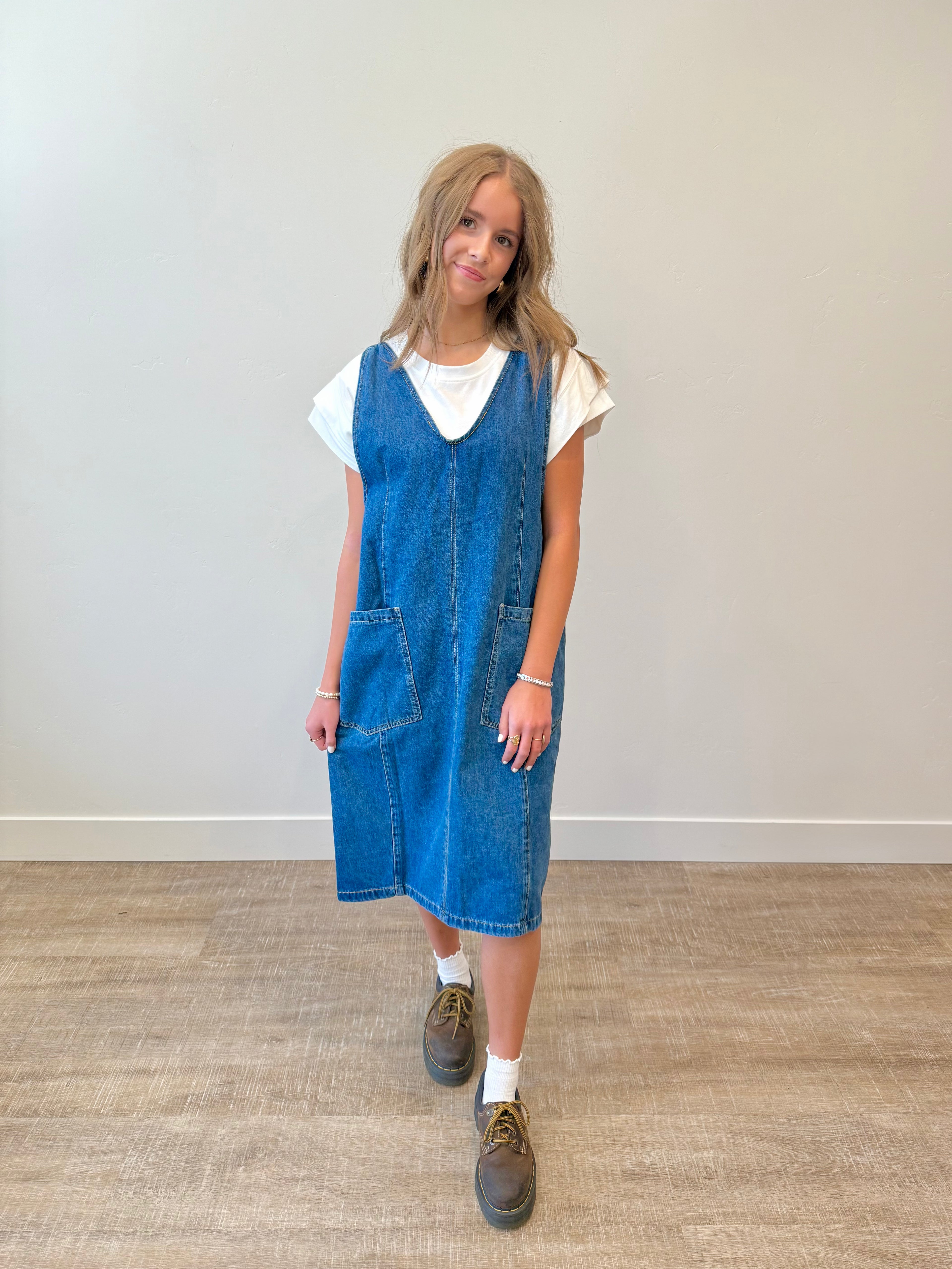 Maelynn Overall Denim Dress Everyday Poppy Maelynn Overall Denim Dress Everyday Poppy