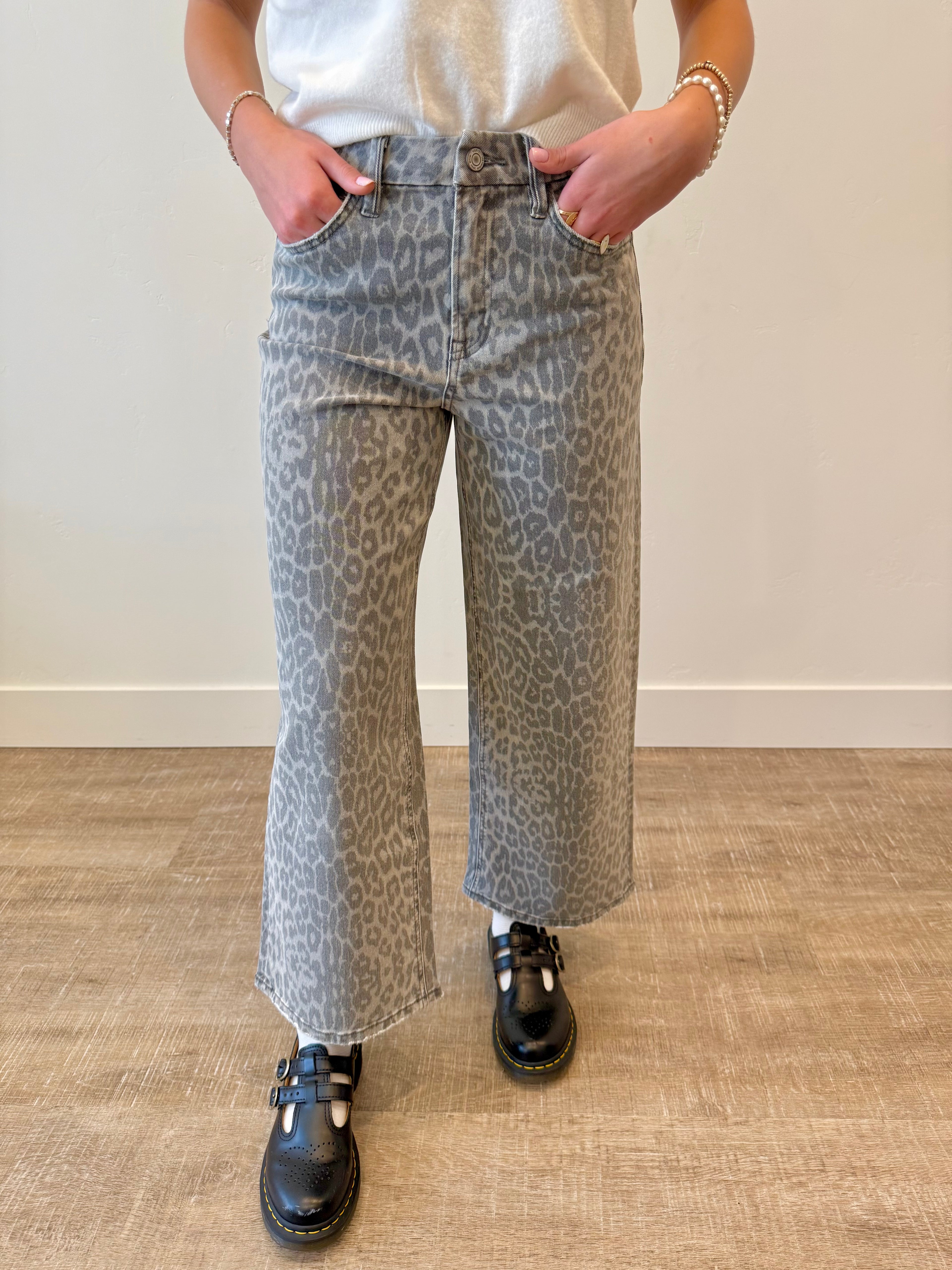 Savannah Leopard Cropped Denim