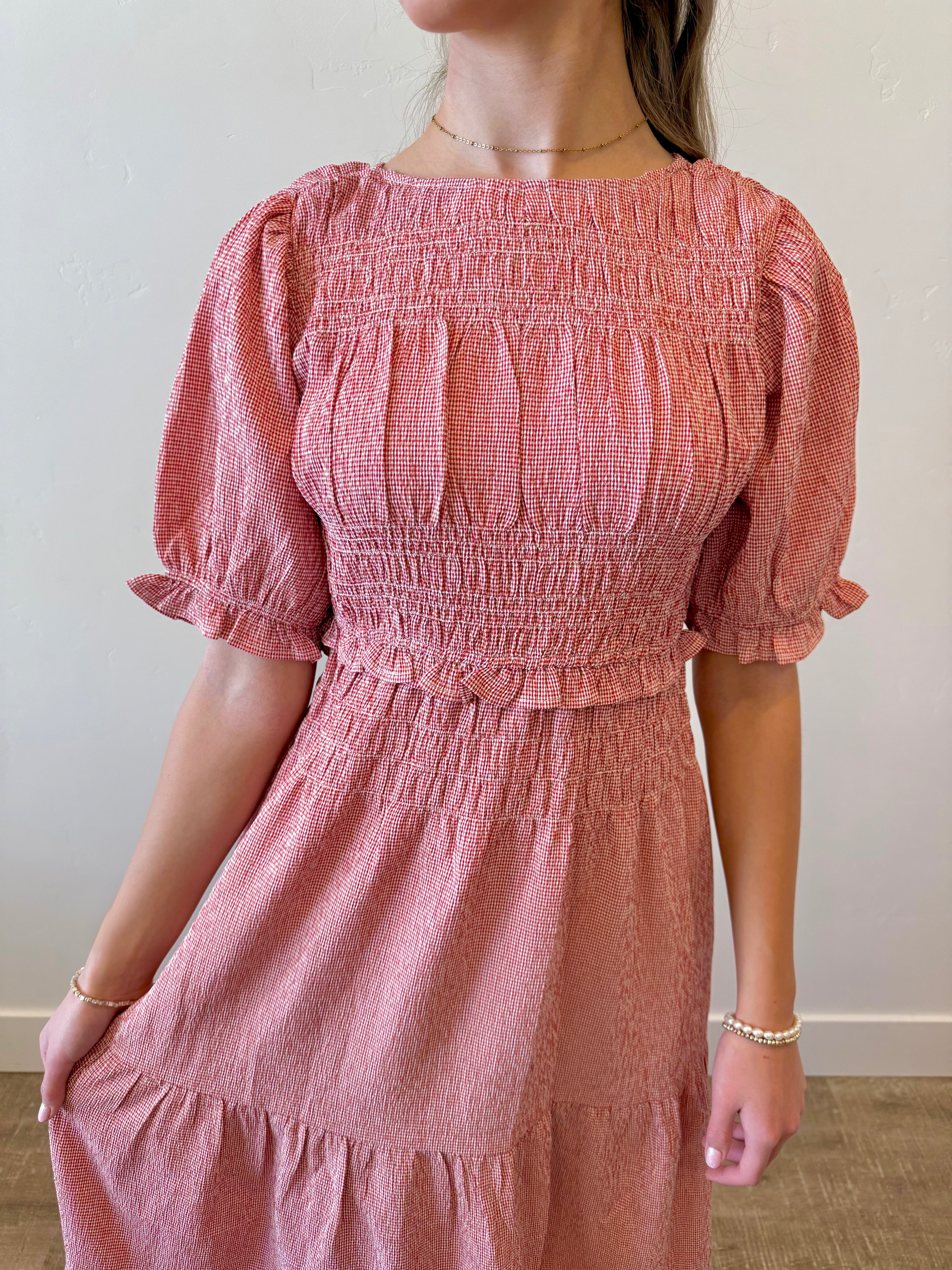 Ichiban Gingham Smocked Dress