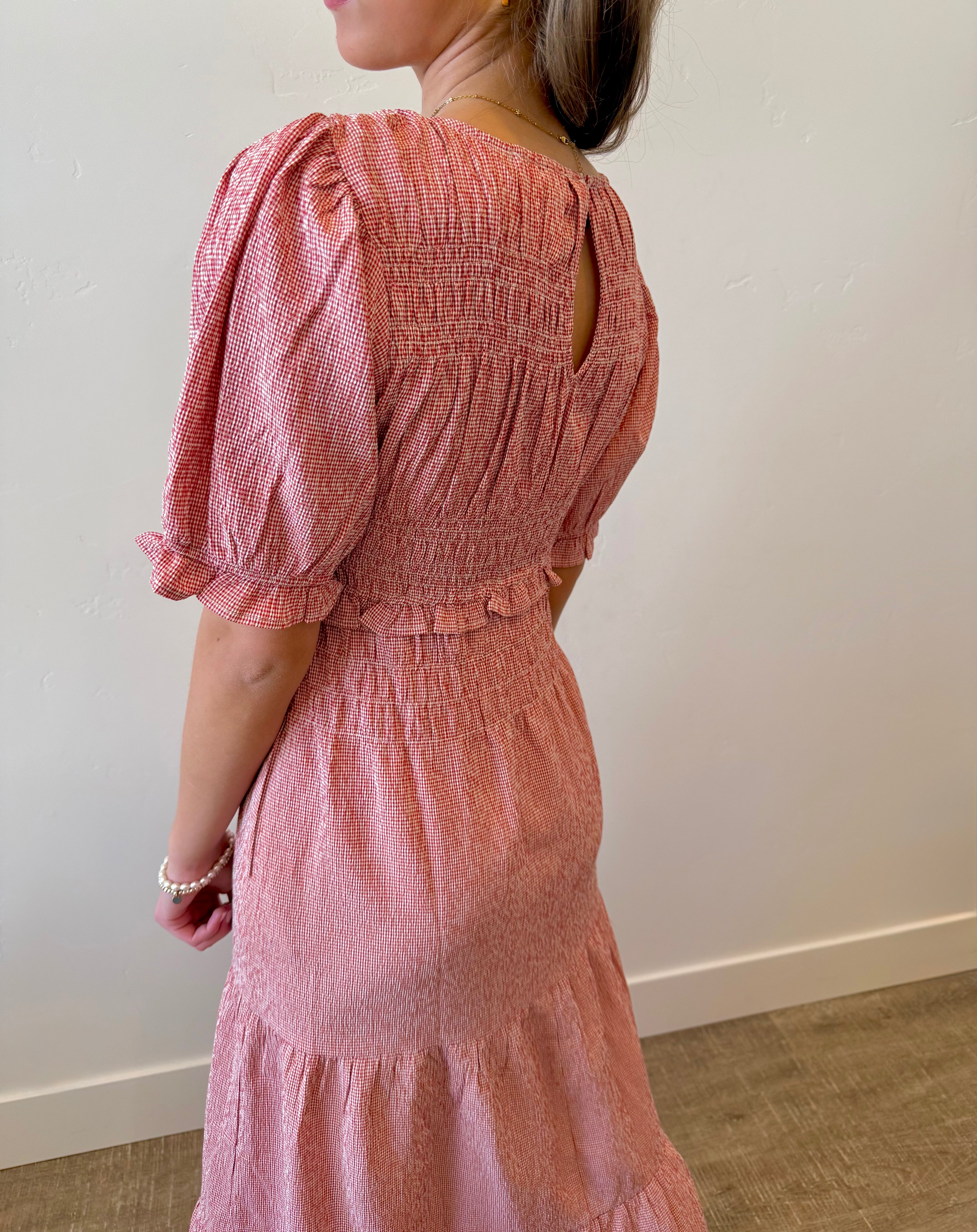 Ichiban Gingham Smocked Dress