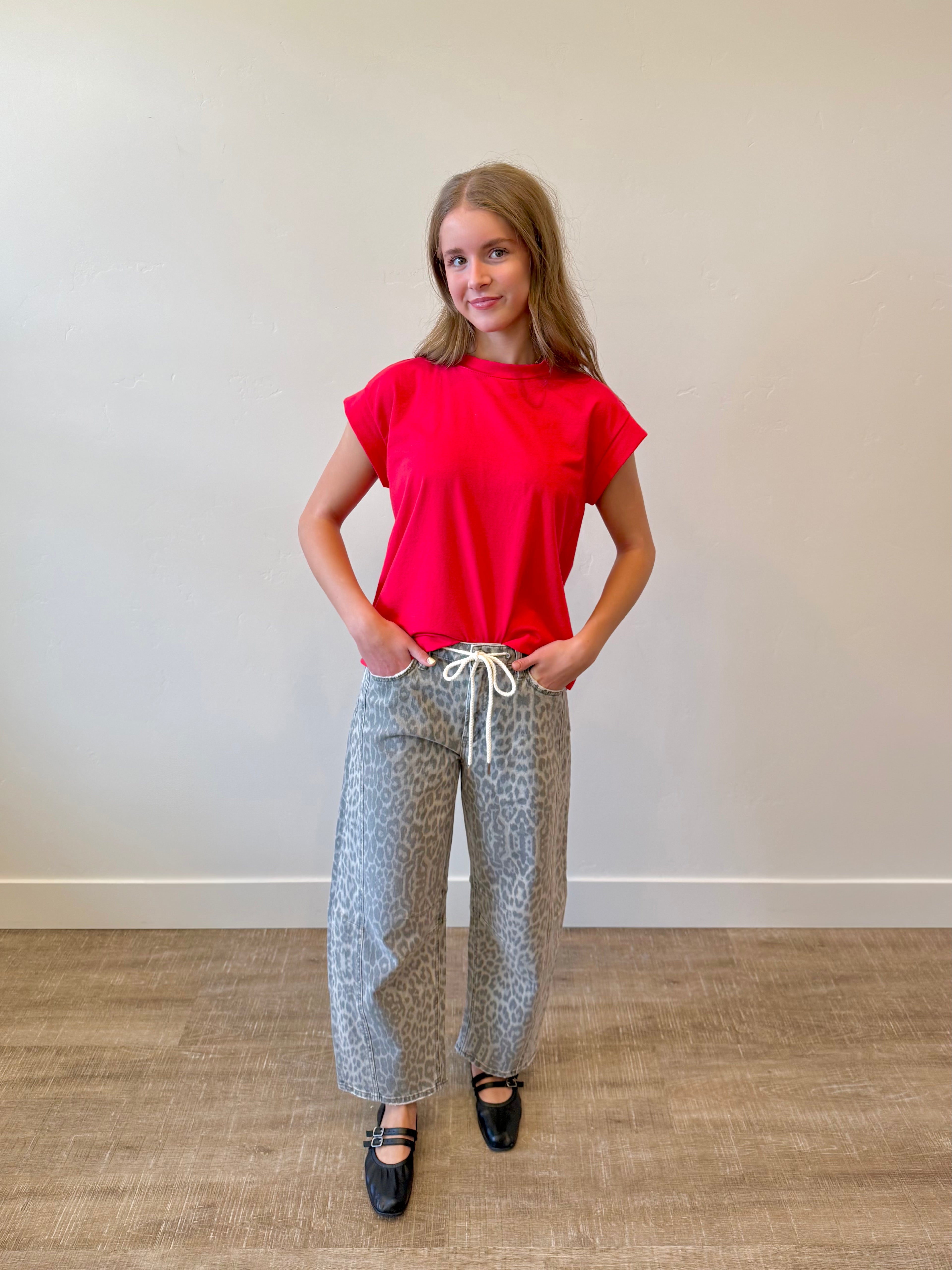 Main Street Leopard Barrel Denim