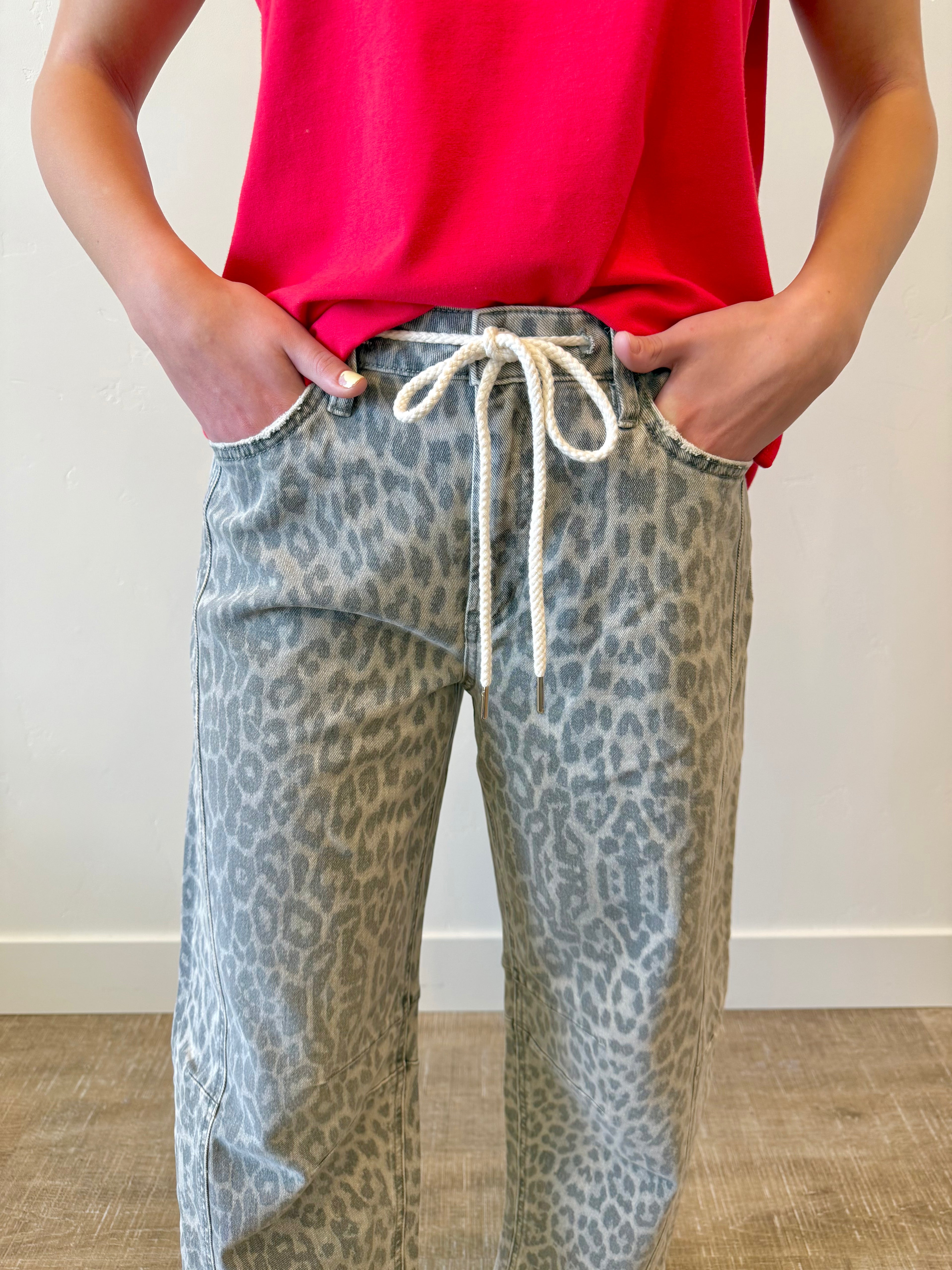 Main Street Leopard Barrel Denim