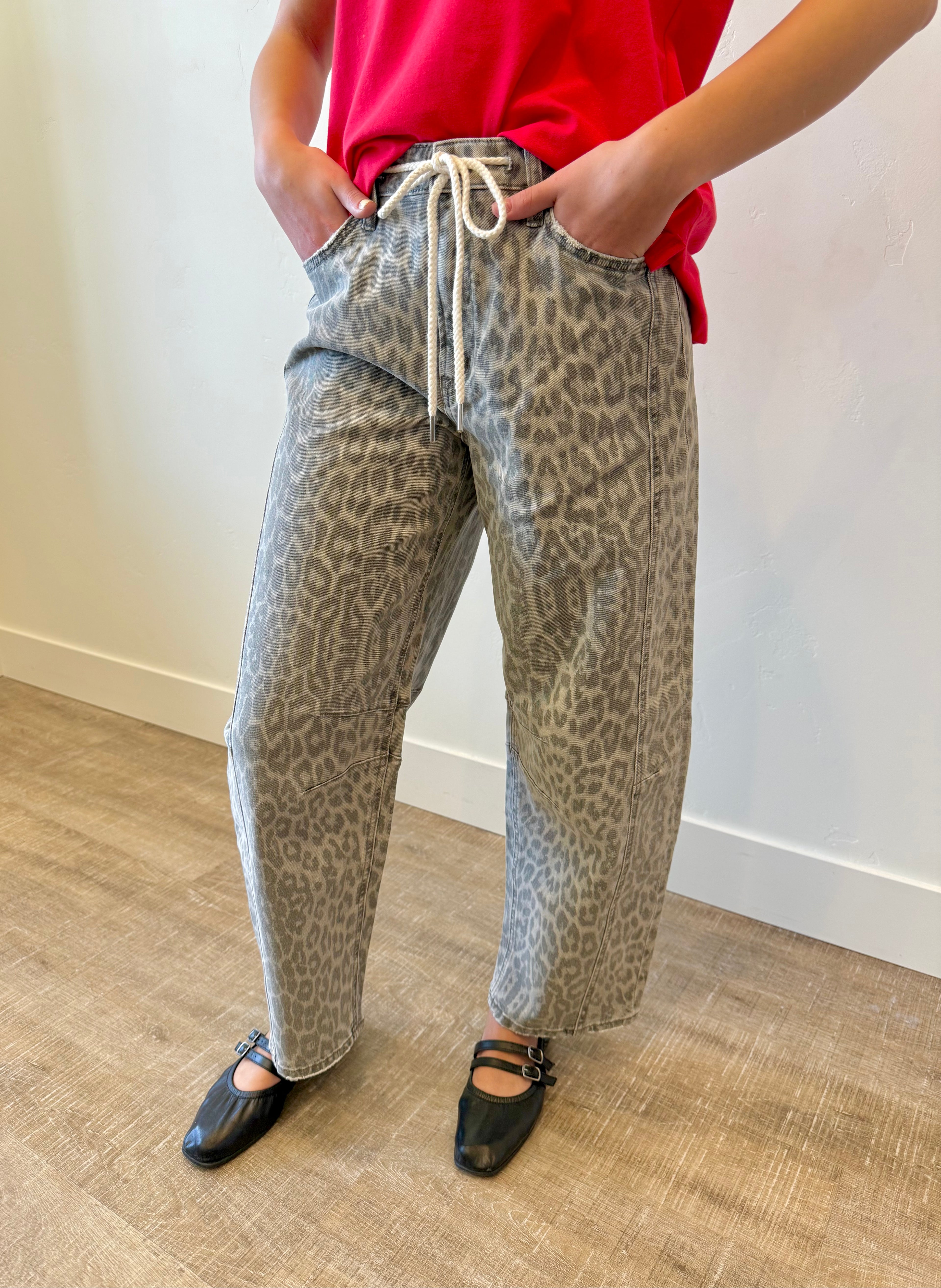 Main Street Leopard Barrel Denim