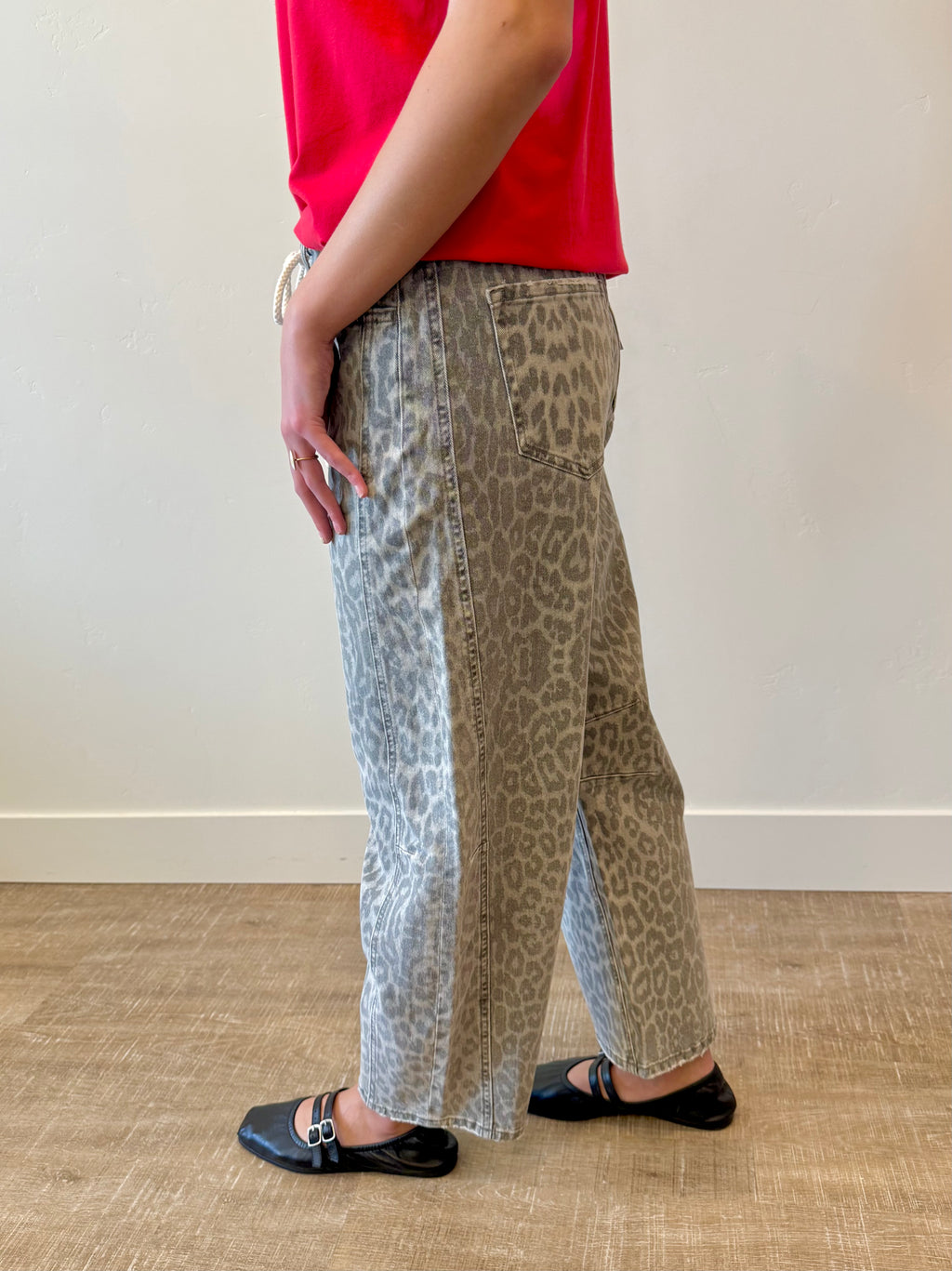 Main Street Leopard Barrel Denim